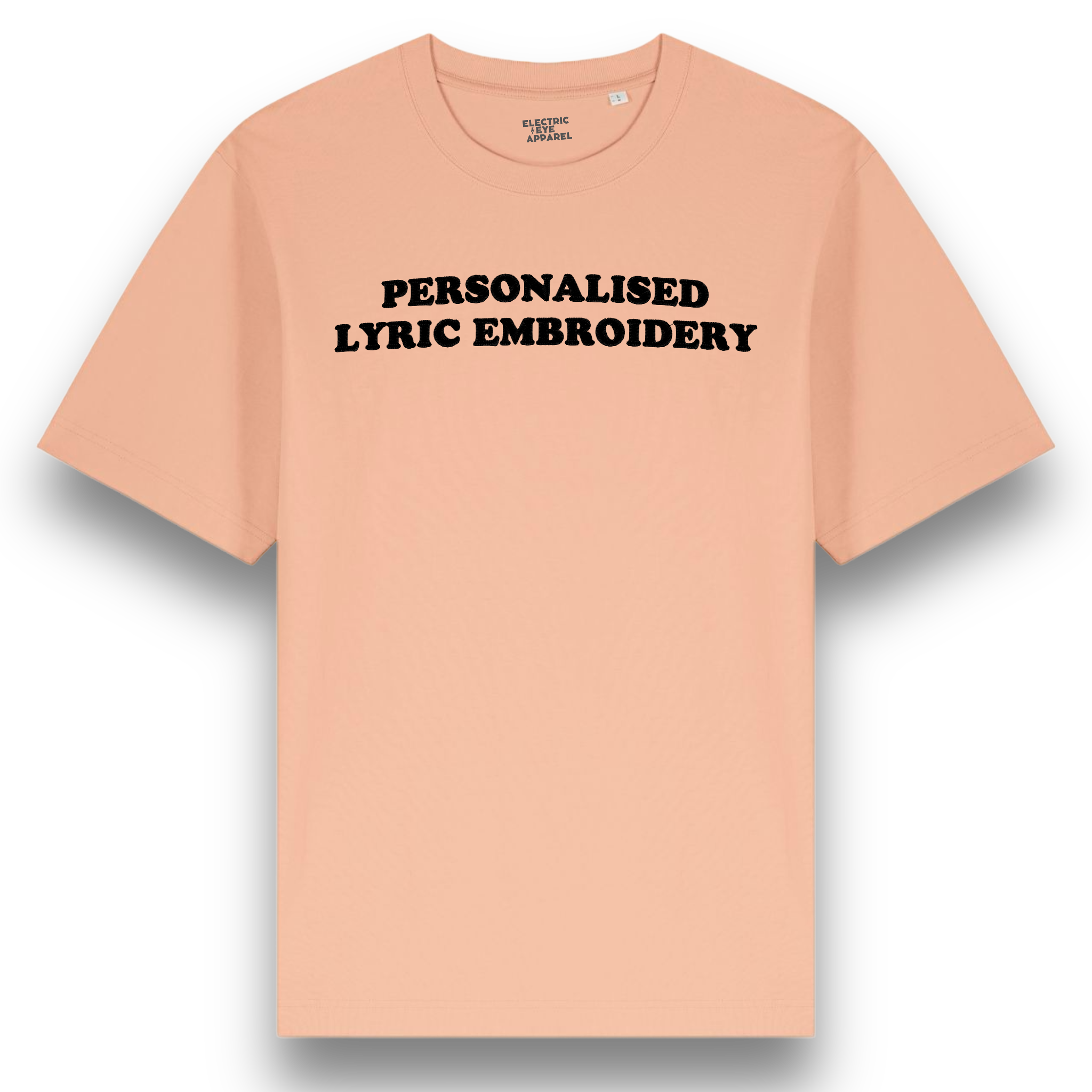 Personalised Lyric Centre Chest Embroidered premium organic iconic unisex relaxed heavy 'Freestyler' t-shirt - choose your own lyrics, font and thread colour