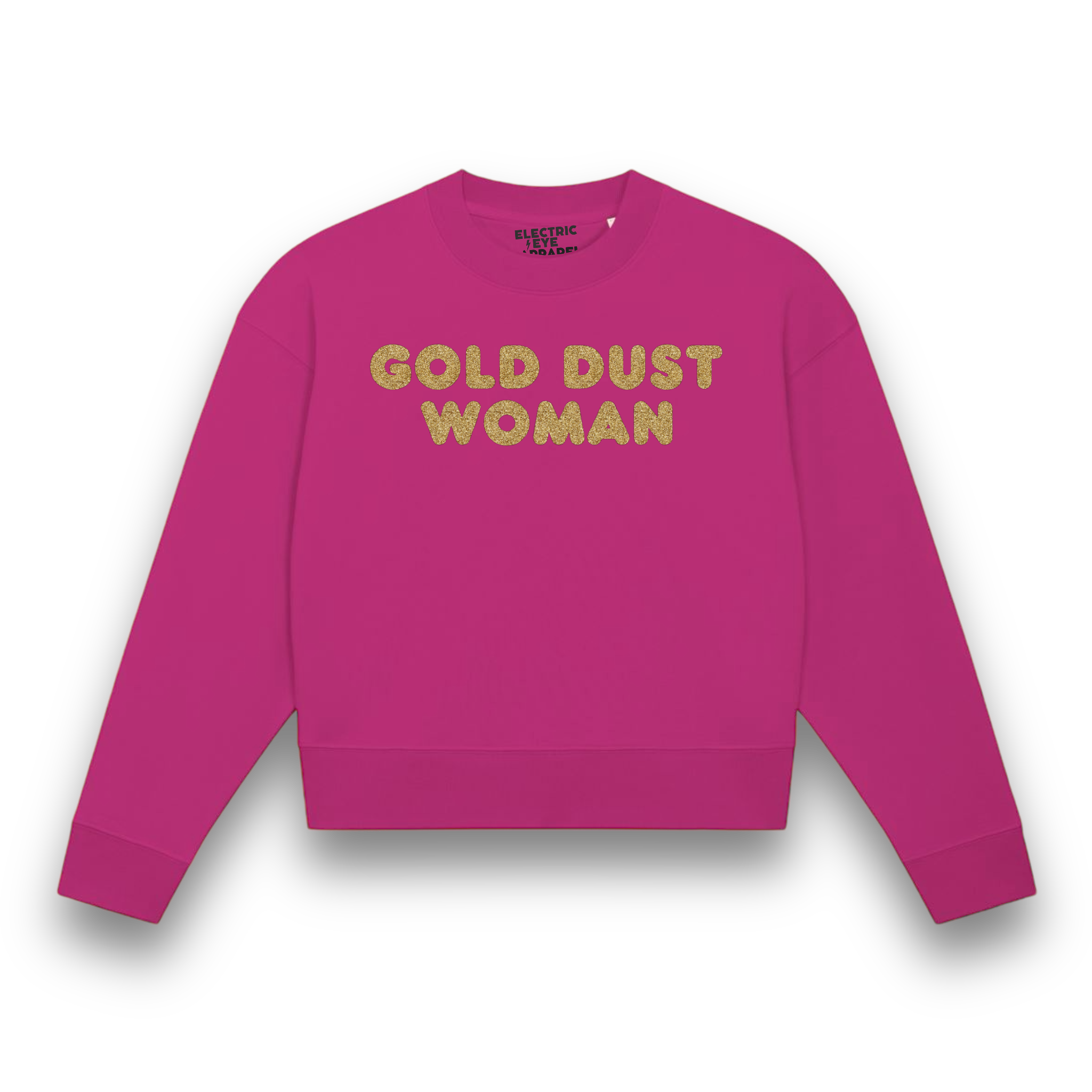 'GOLD DUST WOMAN ' gold glitter embroidered women's organic 'cropster' sweatshirt - inspired by Fleetwood Mac / Stevie Nicks