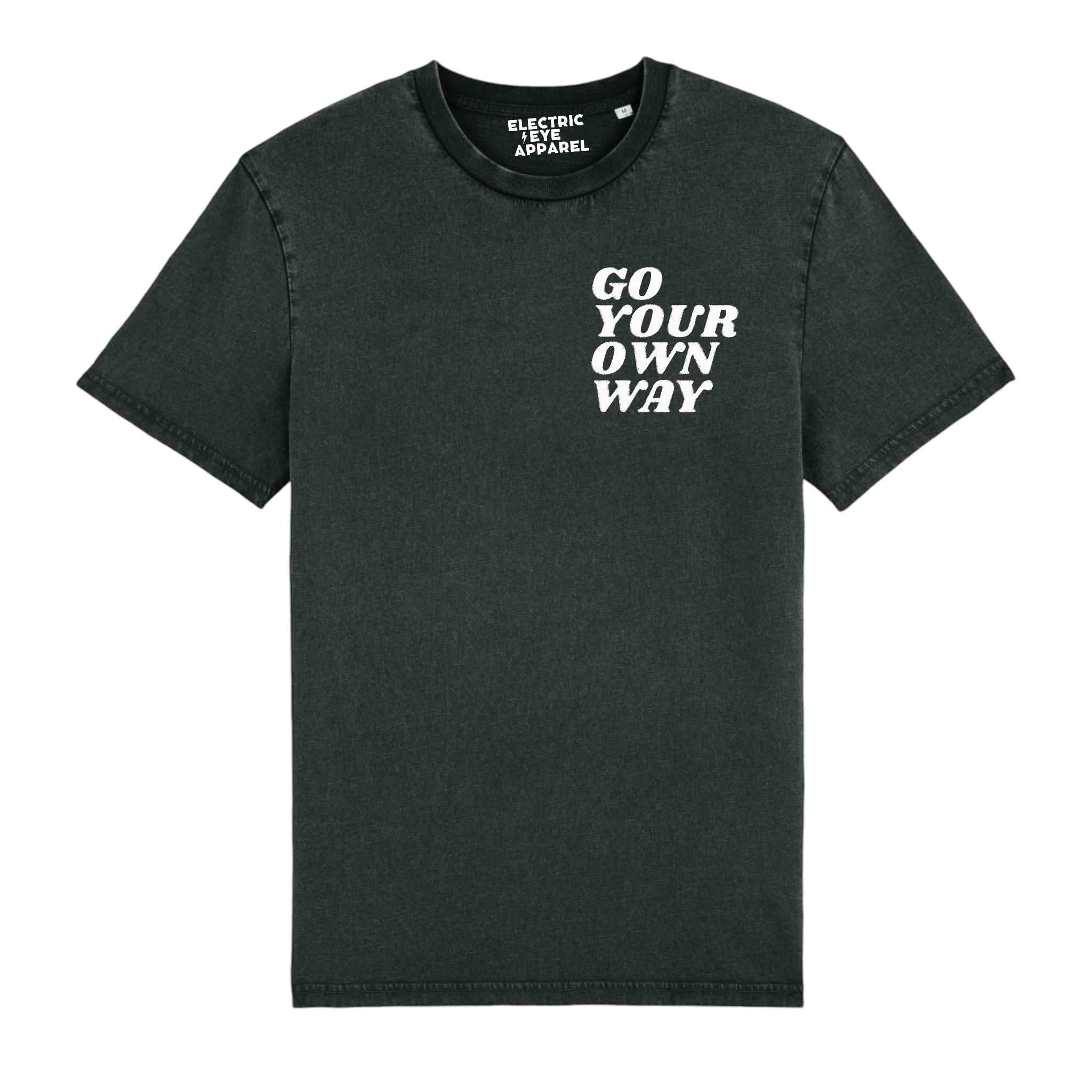 'GO YOUR OWN WAY' left chest embroidered premium organic unisex vintage aged t-shirt - inspired by Fleetwood Mac / Stevie Nicks