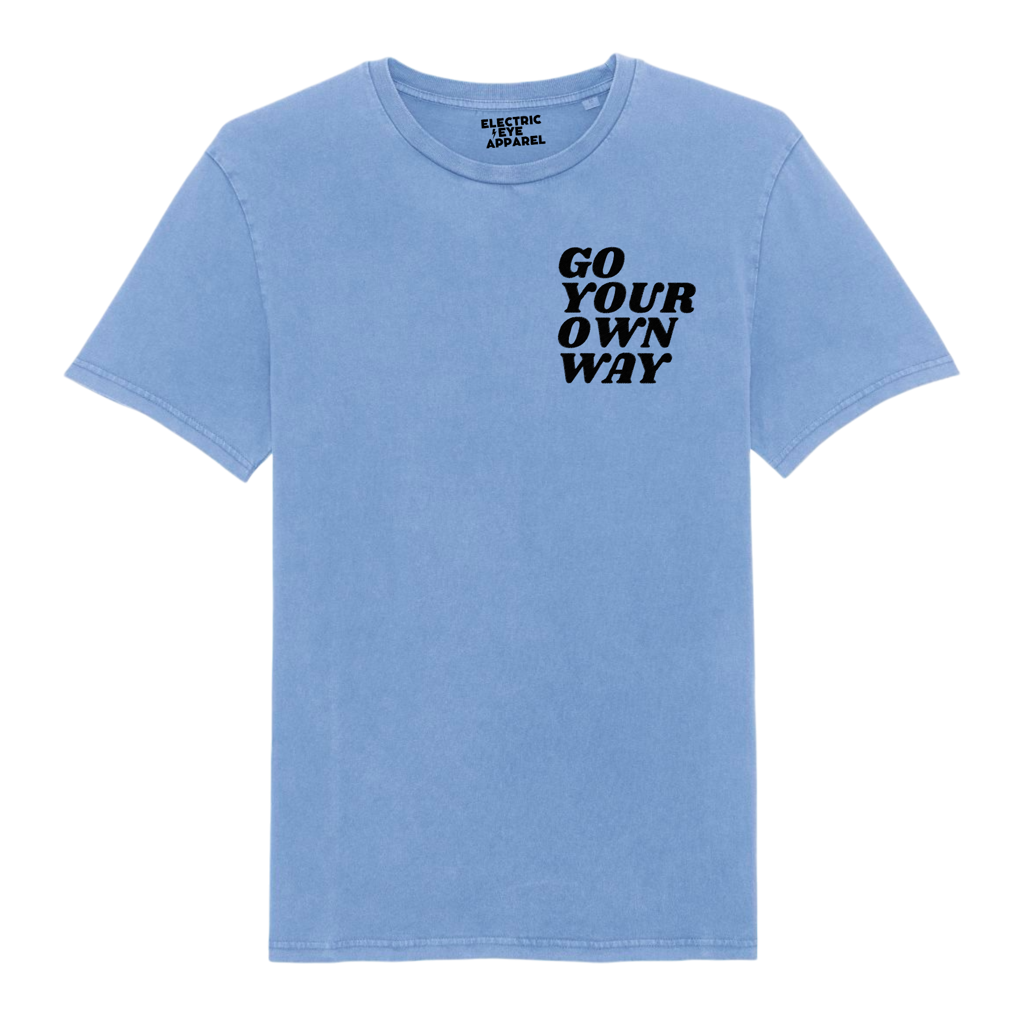 'GO YOUR OWN WAY' left chest embroidered premium organic unisex vintage aged t-shirt - inspired by Fleetwood Mac / Stevie Nicks