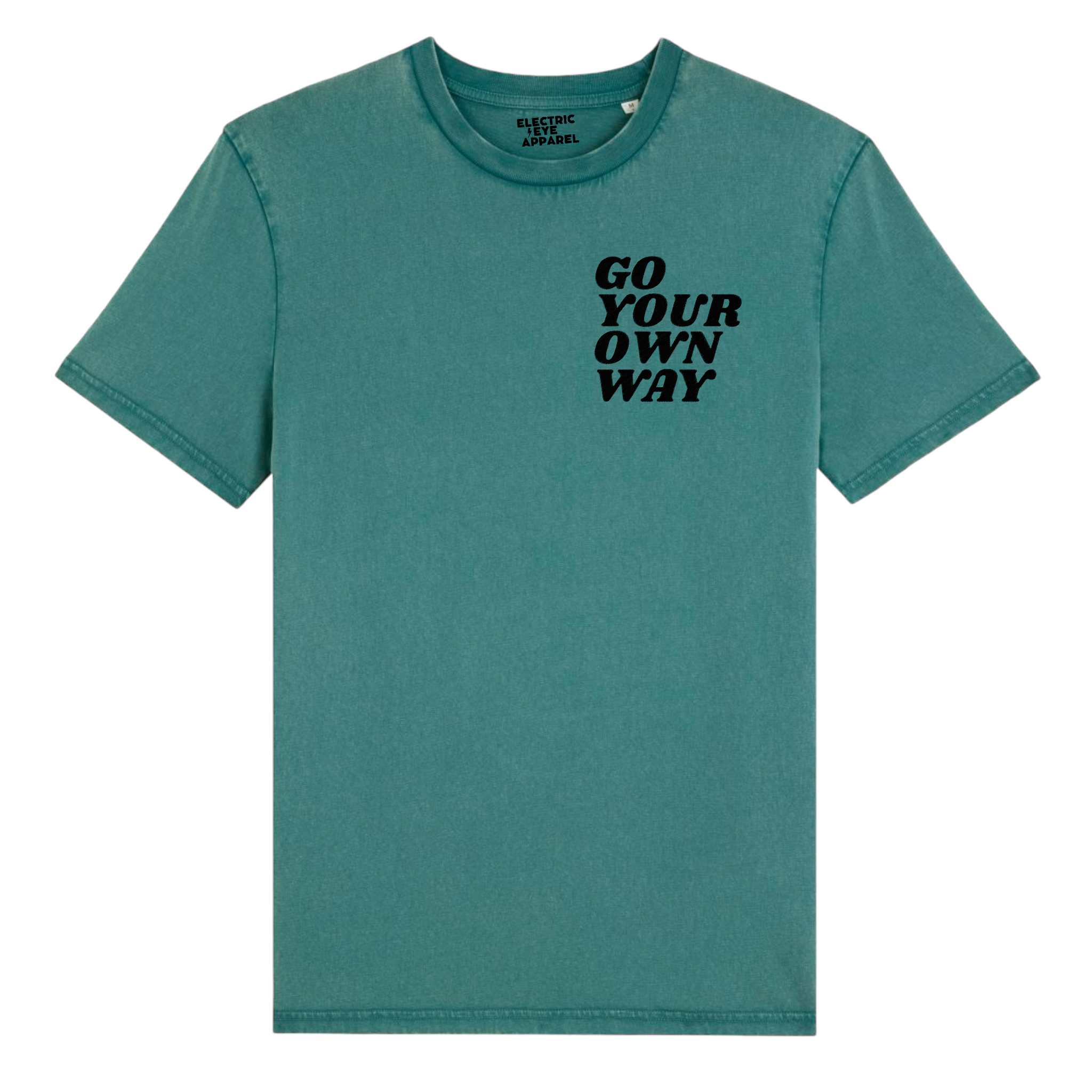 'GO YOUR OWN WAY' left chest embroidered premium organic unisex vintage aged t-shirt - inspired by Fleetwood Mac / Stevie Nicks