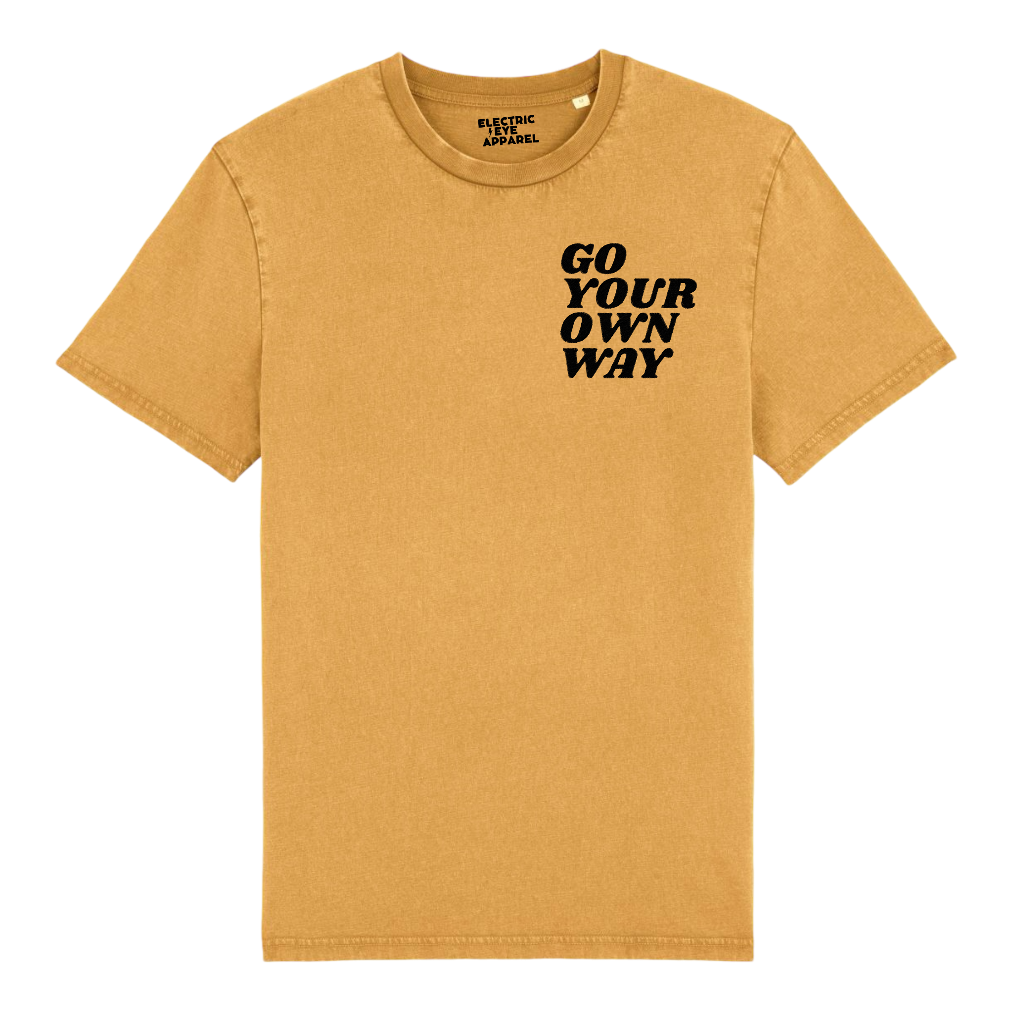 'GO YOUR OWN WAY' left chest embroidered premium organic unisex vintage aged t-shirt - inspired by Fleetwood Mac / Stevie Nicks