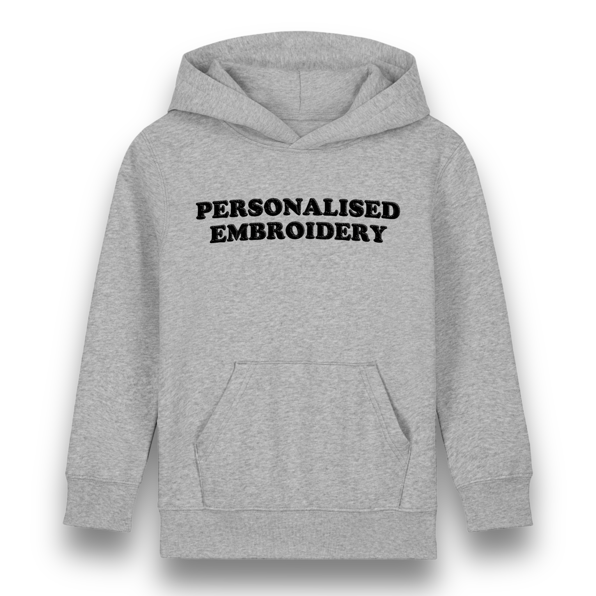 Personalised Lyric Centre Chest Embroidered premium organic iconic kids 'Mini Drummer' hoodie - choose your own lyrics, font and thread colour