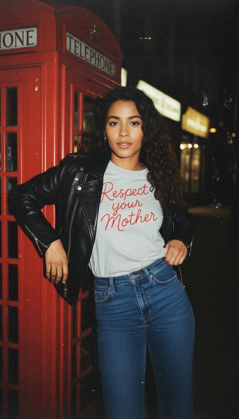 'RESPECT YOUR MOTHER' hand-embroidered style premium organic women's classic fit 'Muser' t-shirt - sizes XS-5XL