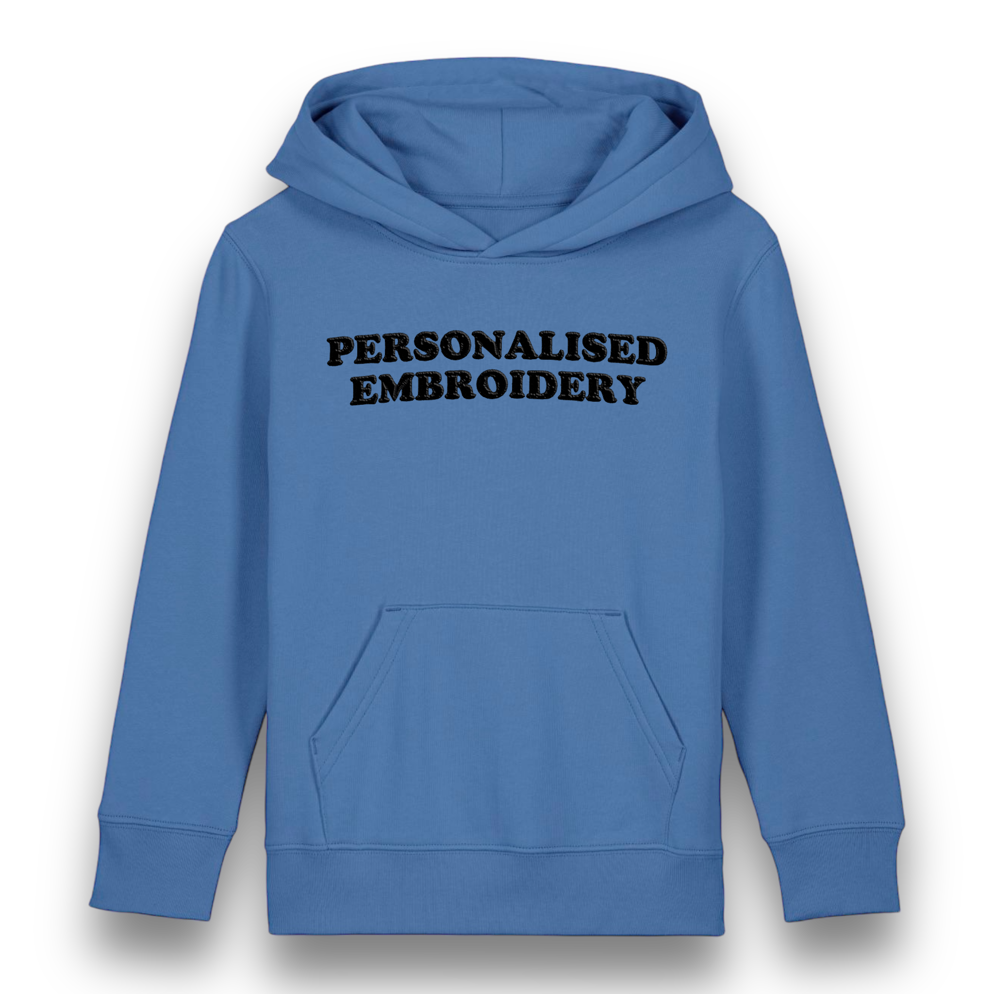 Personalised Lyric Centre Chest Embroidered premium organic iconic kids 'Mini Drummer' hoodie - choose your own lyrics, font and thread colour