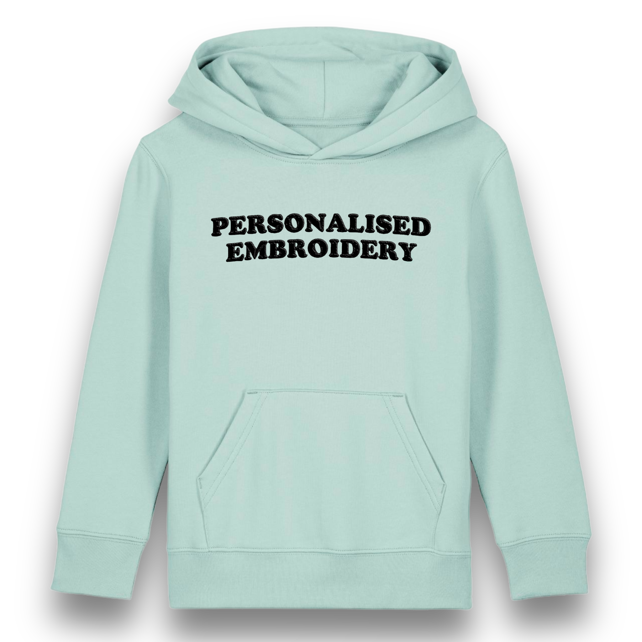 Personalised Lyric Centre Chest Embroidered premium organic iconic kids 'Mini Drummer' hoodie - choose your own lyrics, font and thread colour