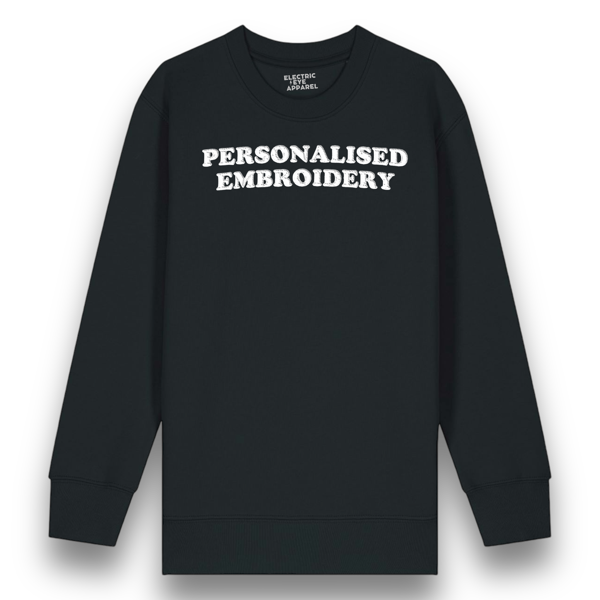 Personalised Lyric Centre Chest Embroidered premium organic iconic kids classic 'Mini Changer' sweatshirt - choose your own lyrics, font and thread colour