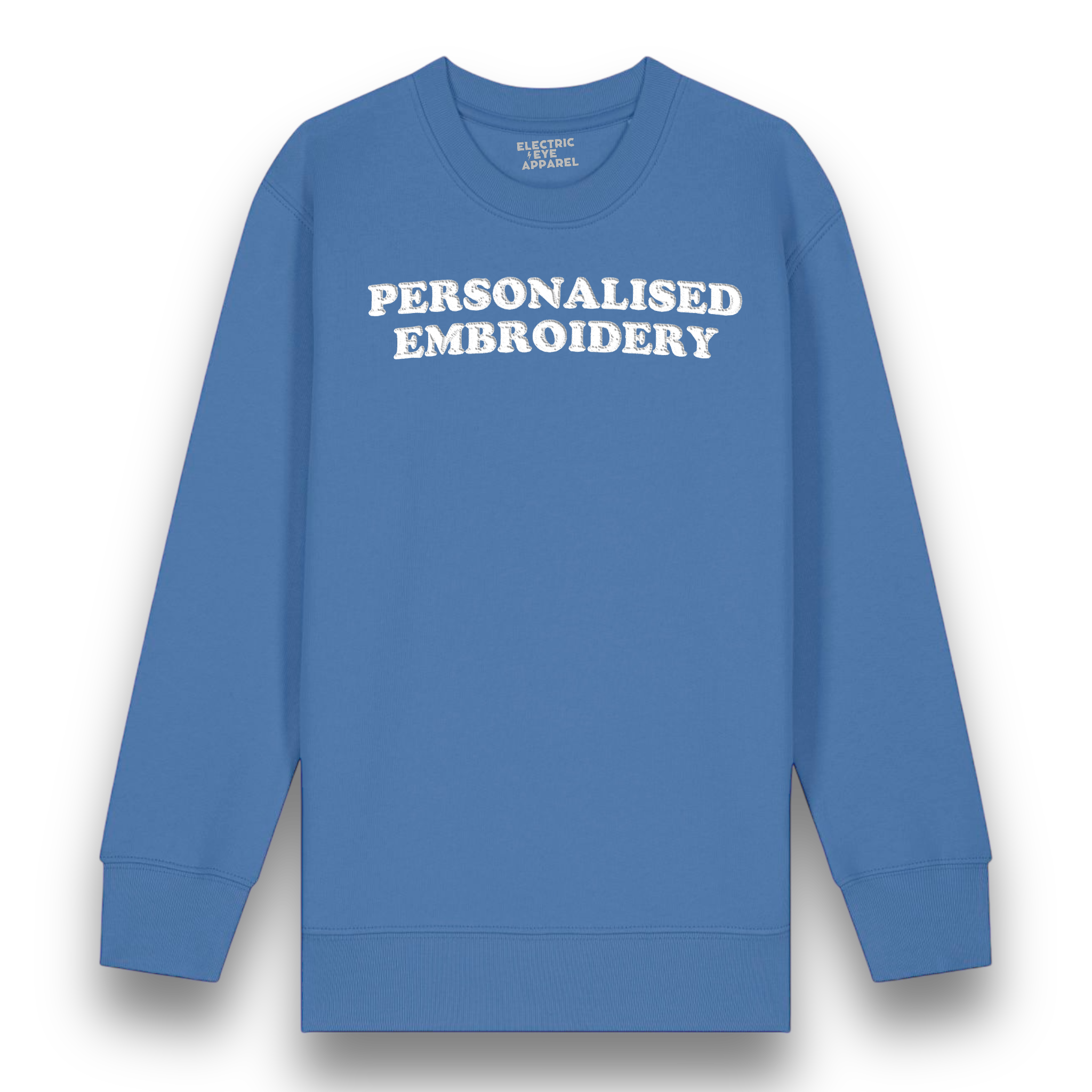 Personalised Lyric Centre Chest Embroidered premium organic iconic kids classic 'Mini Changer' sweatshirt - choose your own lyrics, font and thread colour