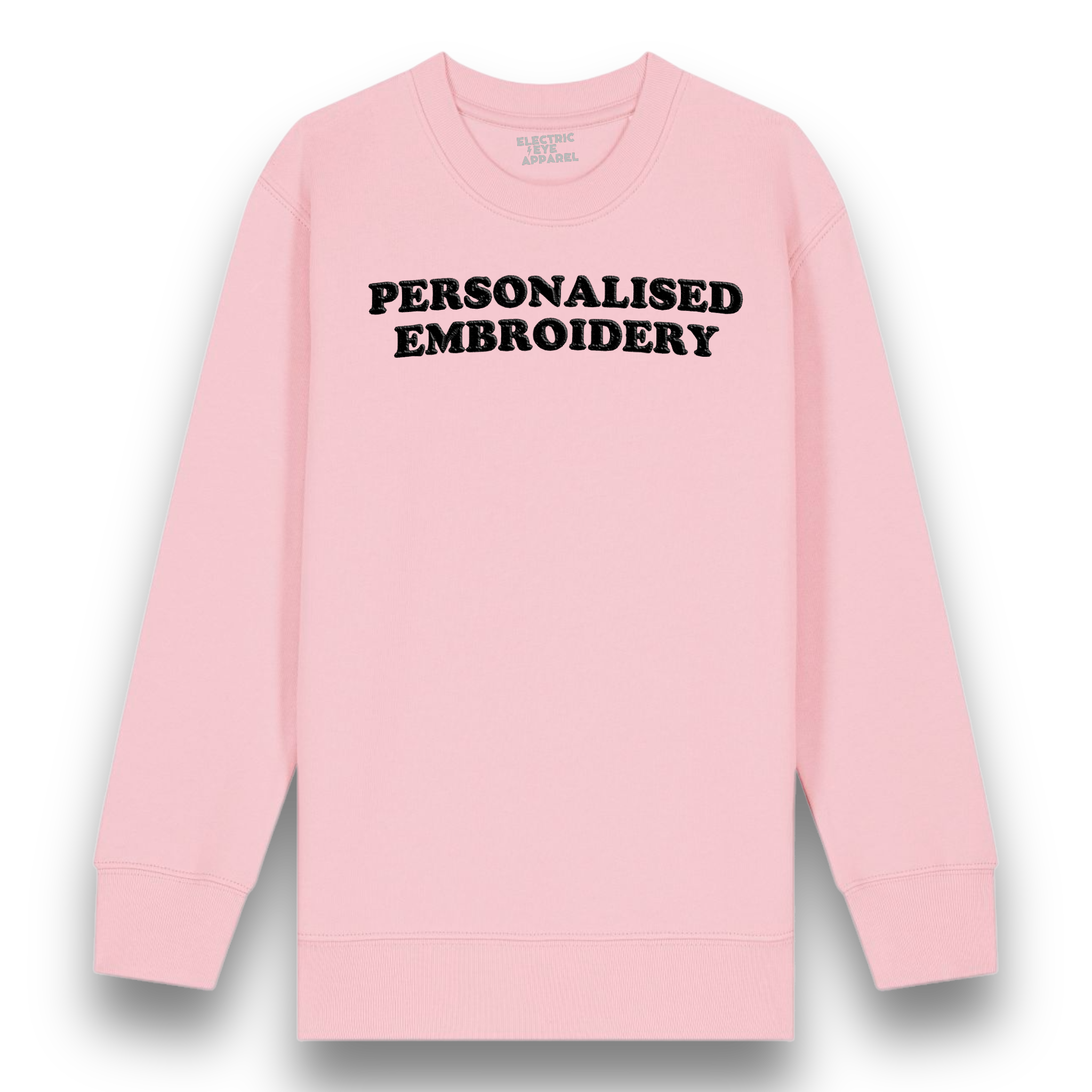 Personalised Lyric Centre Chest Embroidered premium organic iconic kids classic 'Mini Changer' sweatshirt - choose your own lyrics, font and thread colour