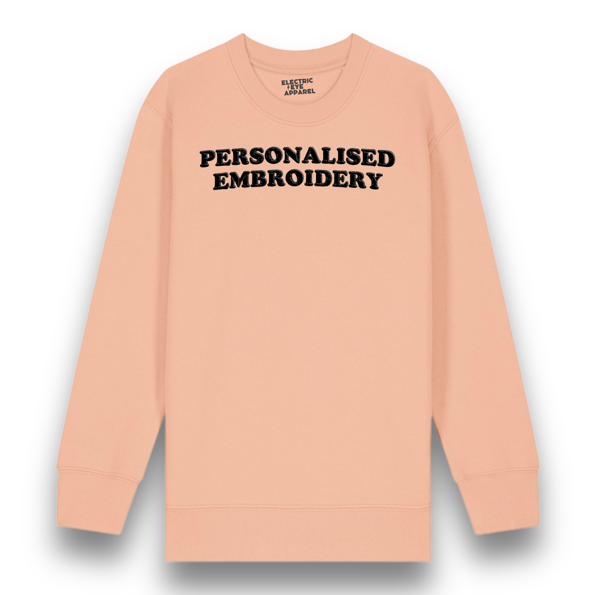 Personalised Lyric Centre Chest Embroidered premium organic iconic kids classic 'Mini Changer' sweatshirt - choose your own lyrics, font and thread colour