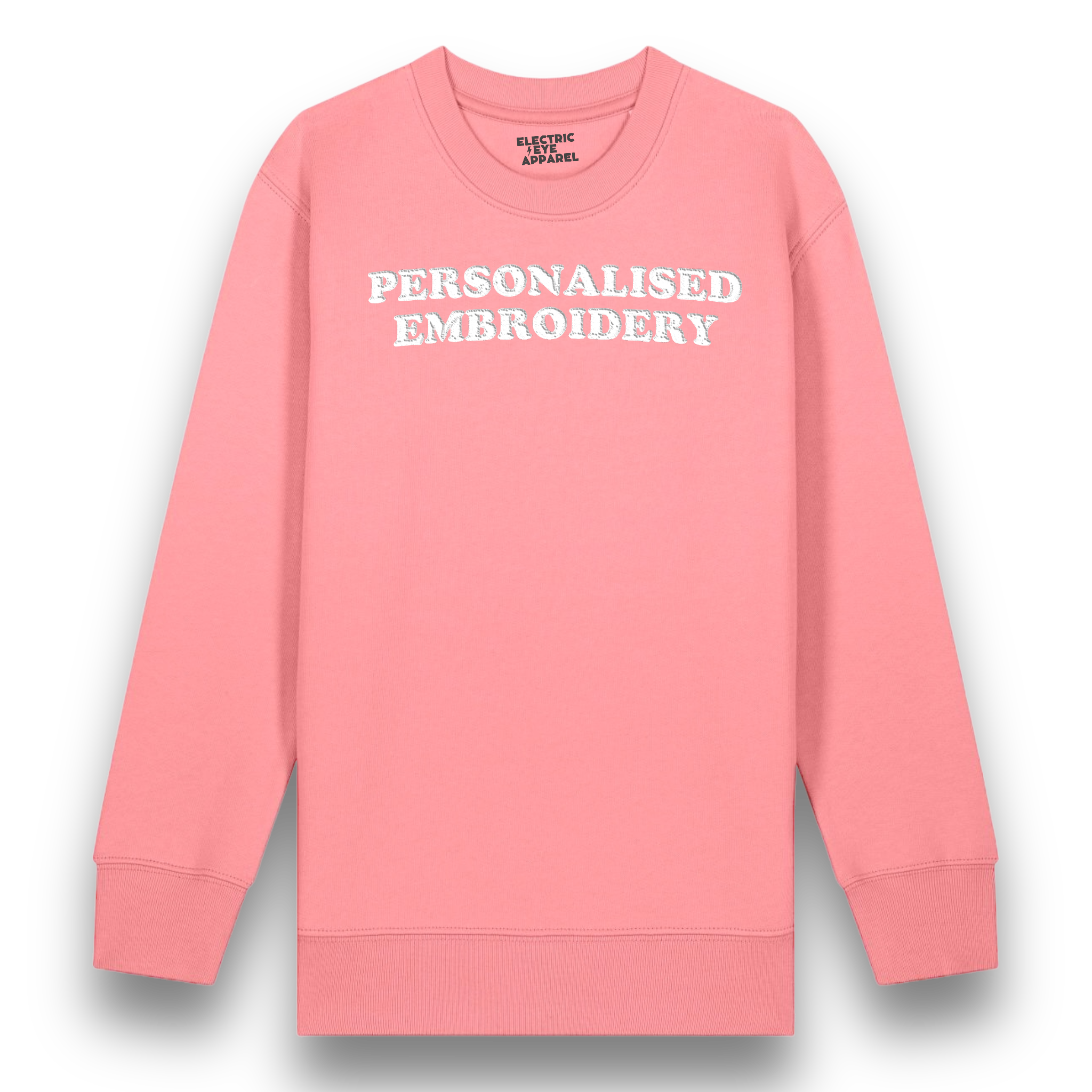 Personalised Lyric Centre Chest Embroidered premium organic iconic kids classic 'Mini Changer' sweatshirt - choose your own lyrics, font and thread colour