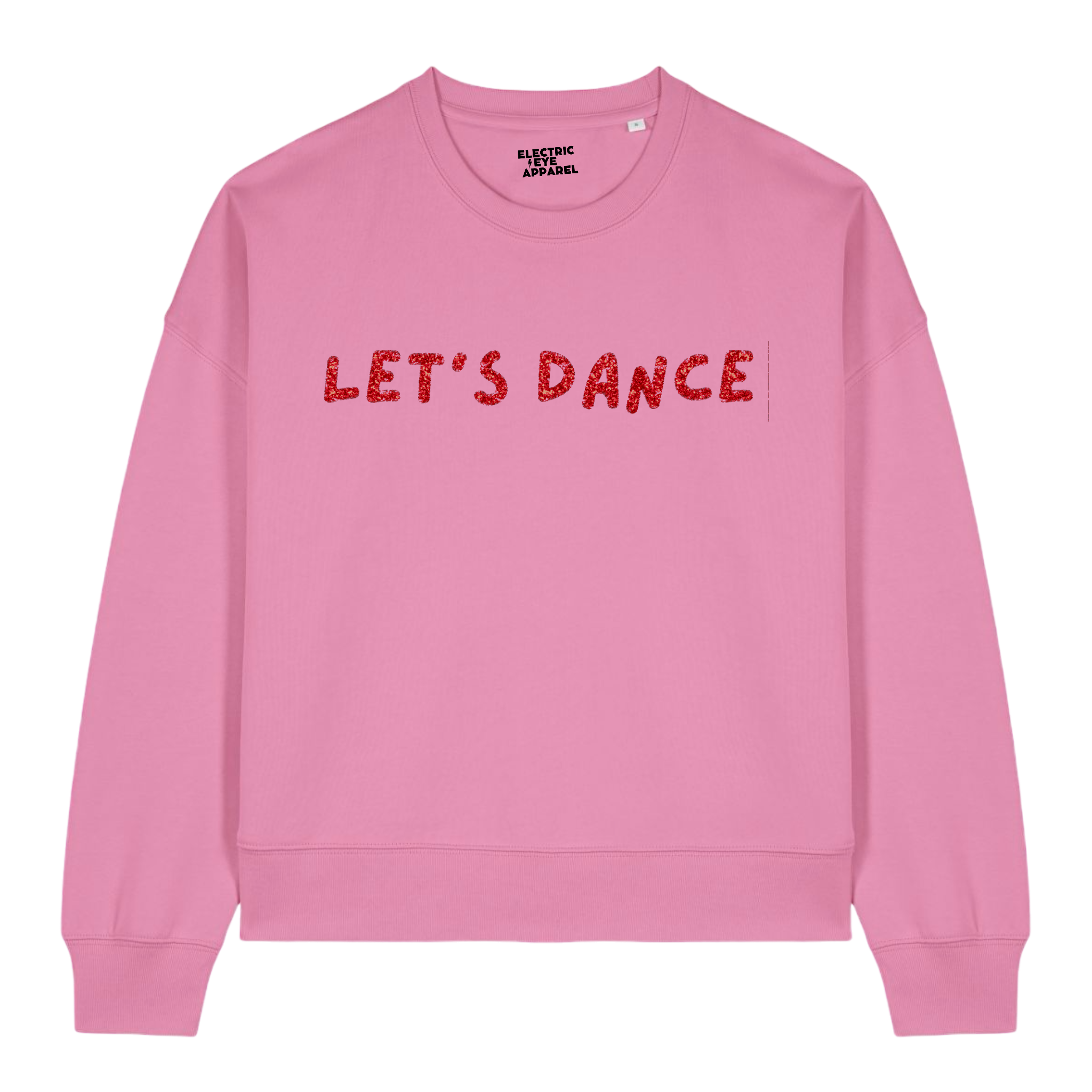 'LET'S DANCE' glitter embroidered organic women's dropped shoulder 'alma' sweatshirt - inspired by David Bowie