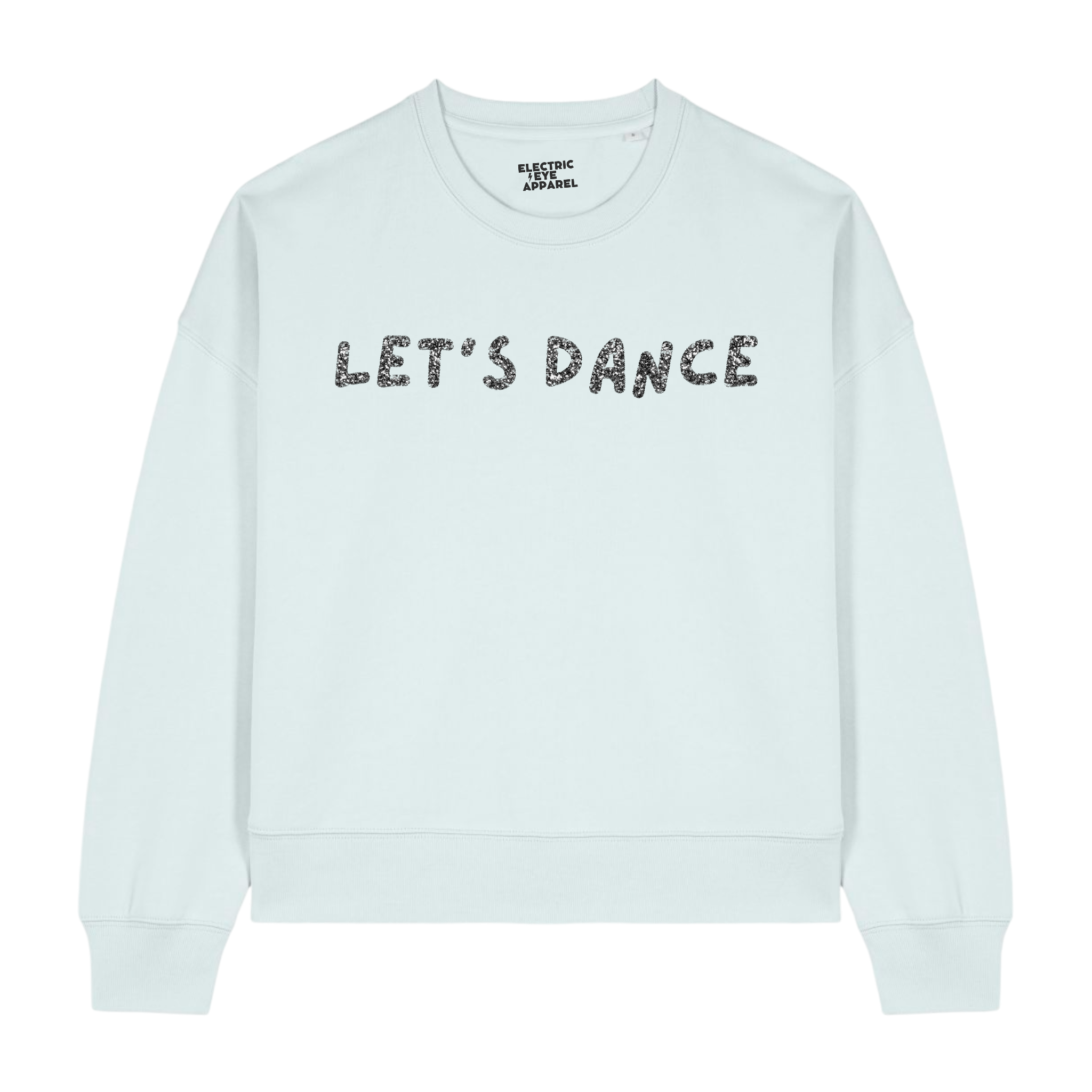 'LET'S DANCE' glitter embroidered organic women's dropped shoulder 'alma' sweatshirt - inspired by David Bowie