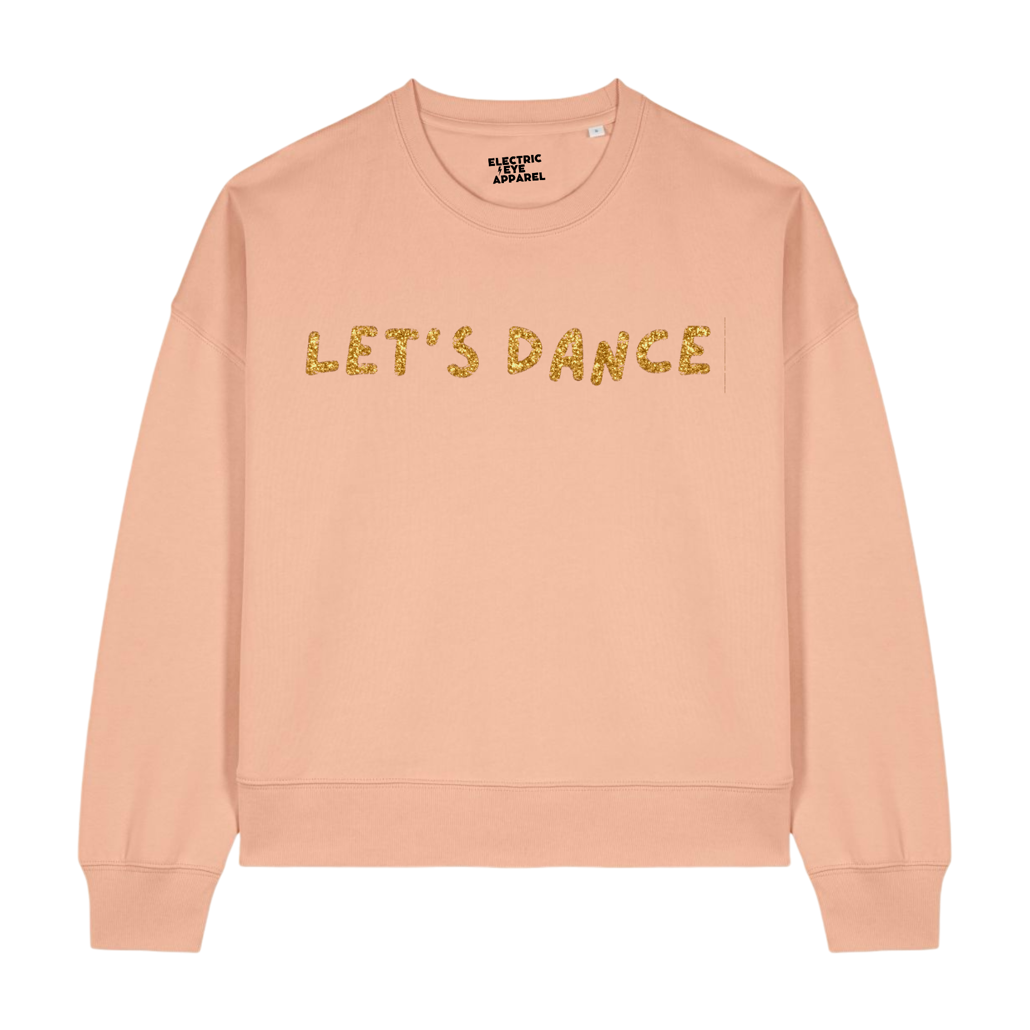 'LET'S DANCE' glitter embroidered organic women's dropped shoulder 'alma' sweatshirt - inspired by David Bowie