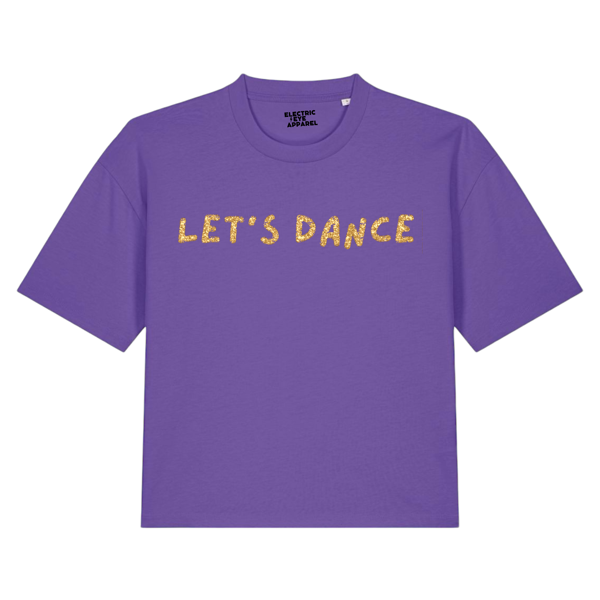 'LET'S DANCE' glitter embroidered premium organic women's boxy 'nova' t-shirt - inspired by David Bowie