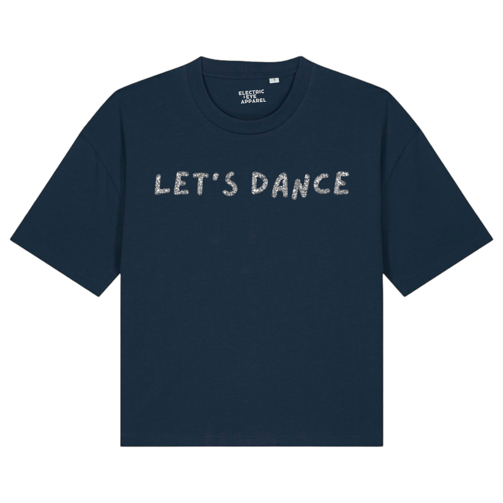 'LET'S DANCE' glitter embroidered premium organic women's boxy 'nova' t-shirt - inspired by David Bowie