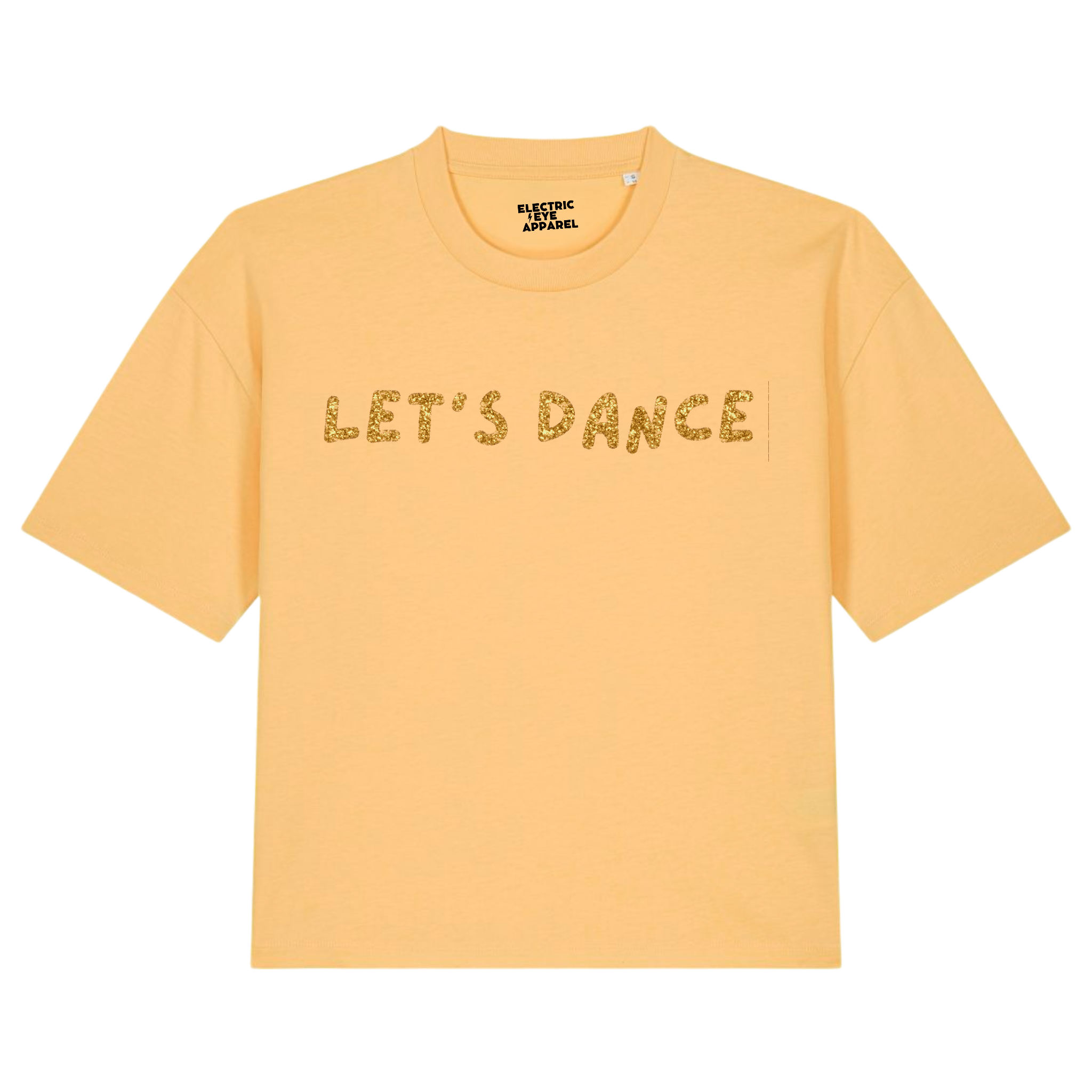 'LET'S DANCE' glitter embroidered premium organic women's boxy 'nova' t-shirt - inspired by David Bowie