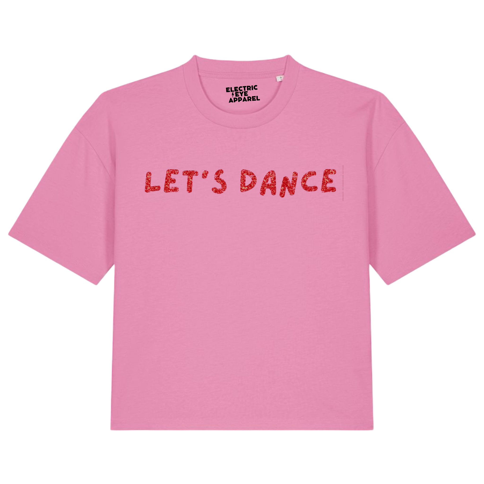 'LET'S DANCE' glitter embroidered premium organic women's boxy 'nova' t-shirt - inspired by David Bowie