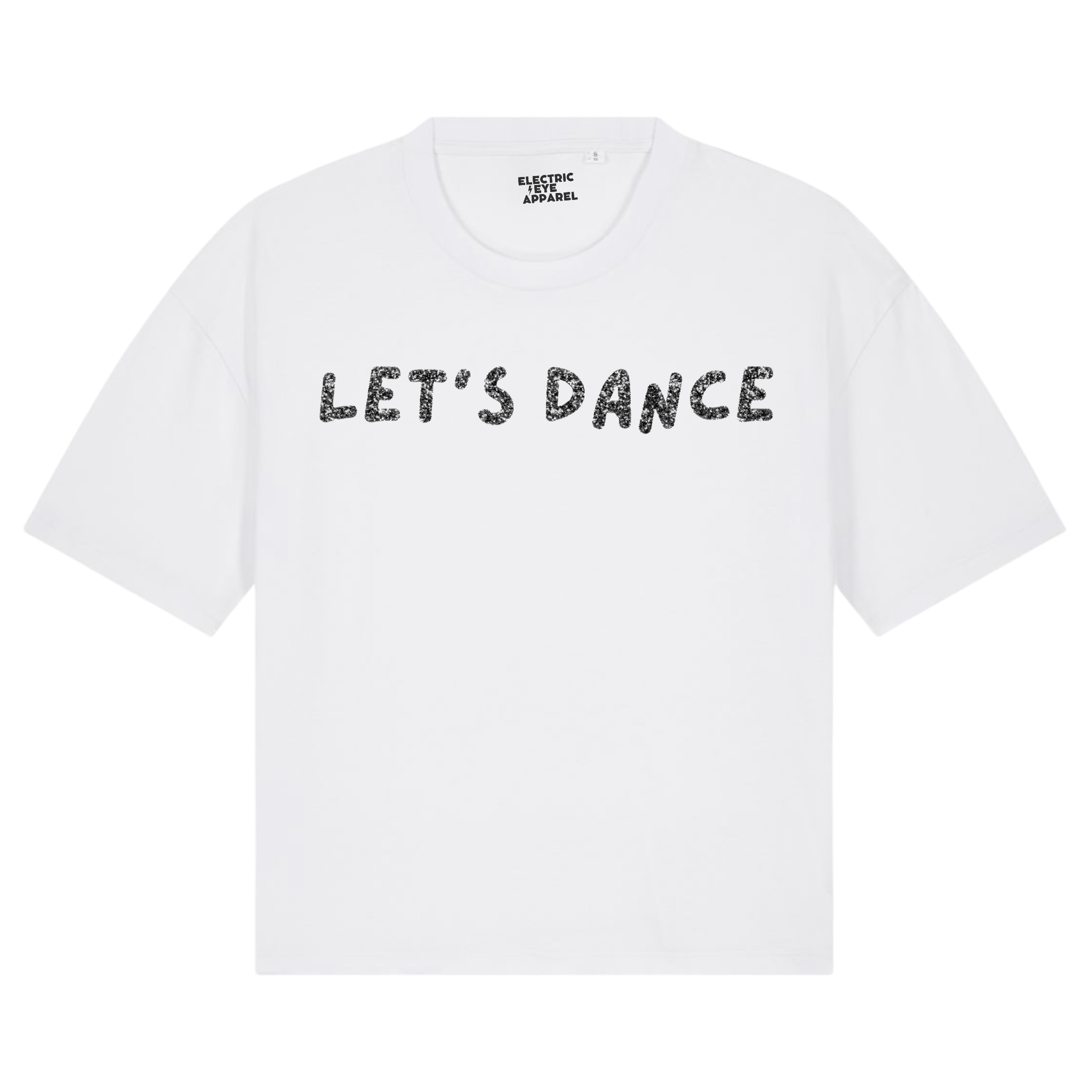 'LET'S DANCE' glitter embroidered premium organic women's boxy 'nova' t-shirt - inspired by David Bowie