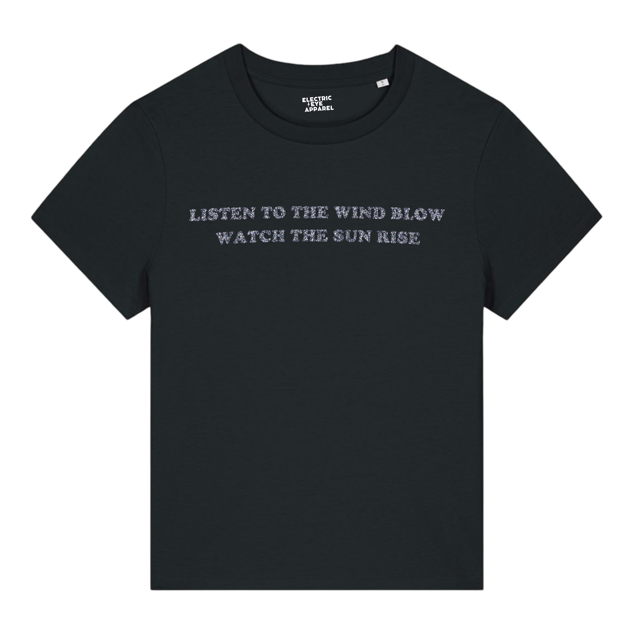 'LISTEN TO THE WIND BLOW WATCH THE SUN RISE' embroidered premium organic women's iconic t-shirt - inspired by Fleetwood Mac