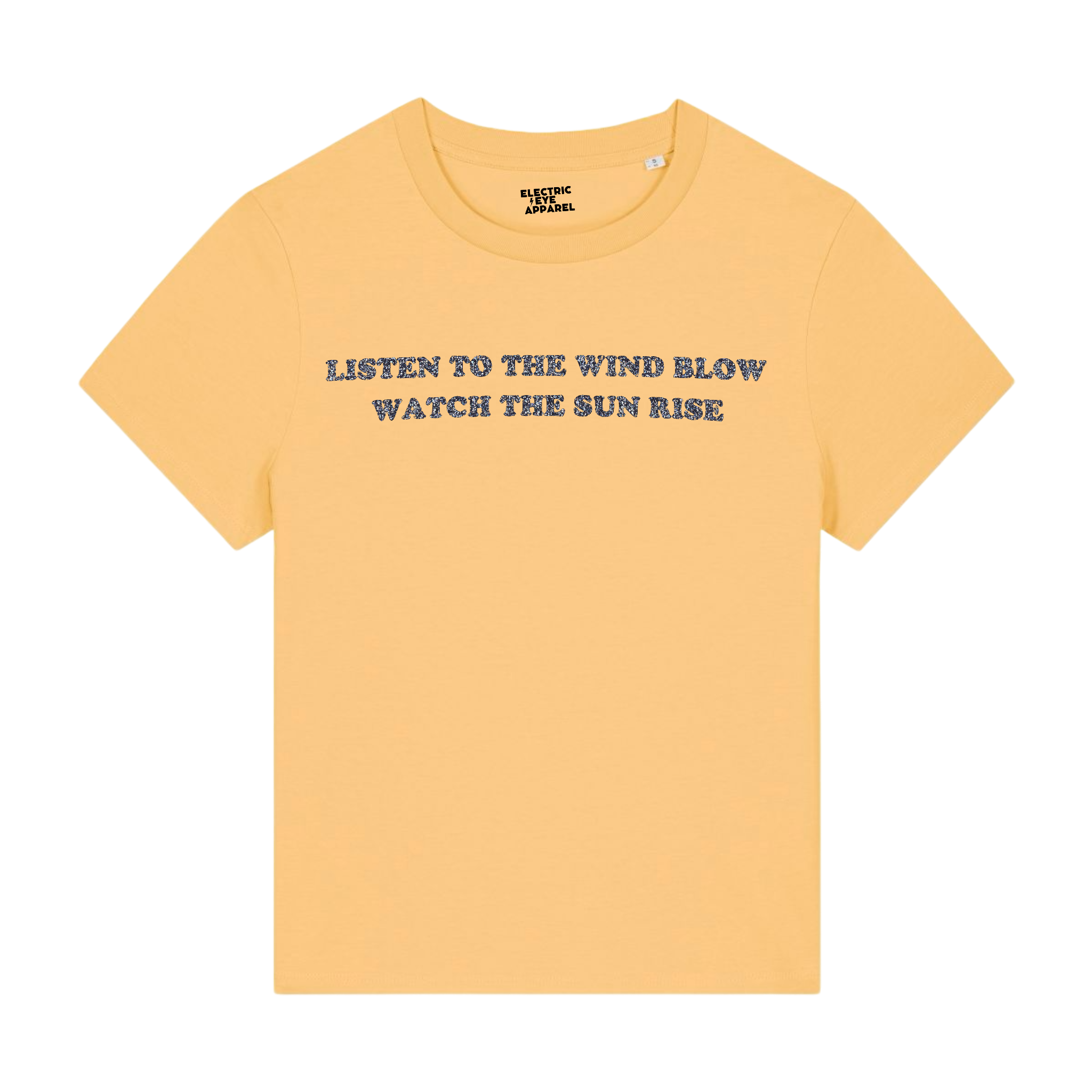 'LISTEN TO THE WIND BLOW WATCH THE SUN RISE' embroidered premium organic women's iconic t-shirt - inspired by Fleetwood Mac