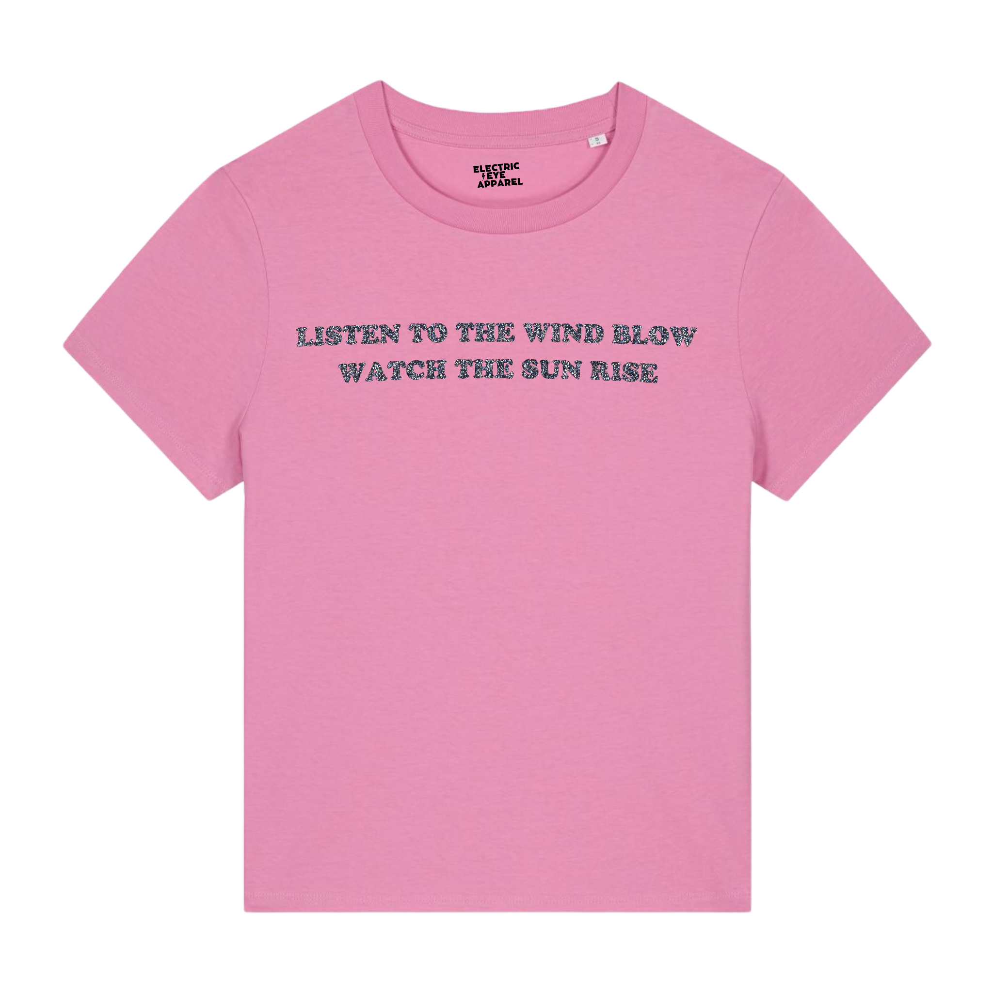 'LISTEN TO THE WIND BLOW WATCH THE SUN RISE' embroidered premium organic women's iconic t-shirt - inspired by Fleetwood Mac