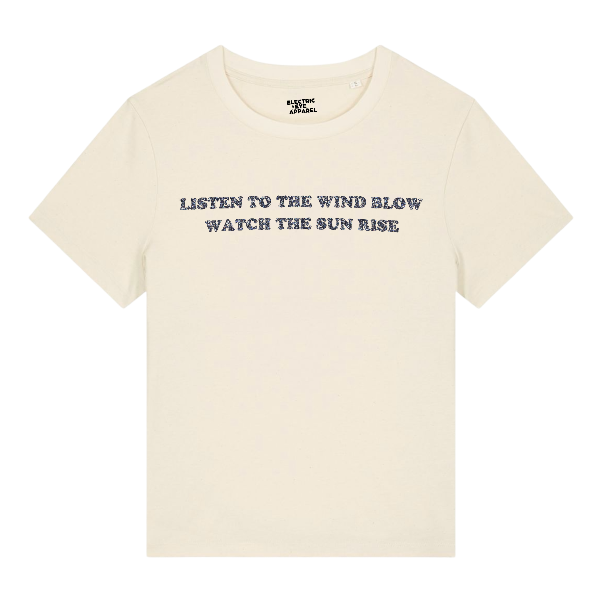 'LISTEN TO THE WIND BLOW WATCH THE SUN RISE' embroidered premium organic women's iconic t-shirt - inspired by Fleetwood Mac