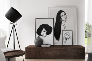 1970s Diana Ross Mono Line Art Premium Giclée Poster Print