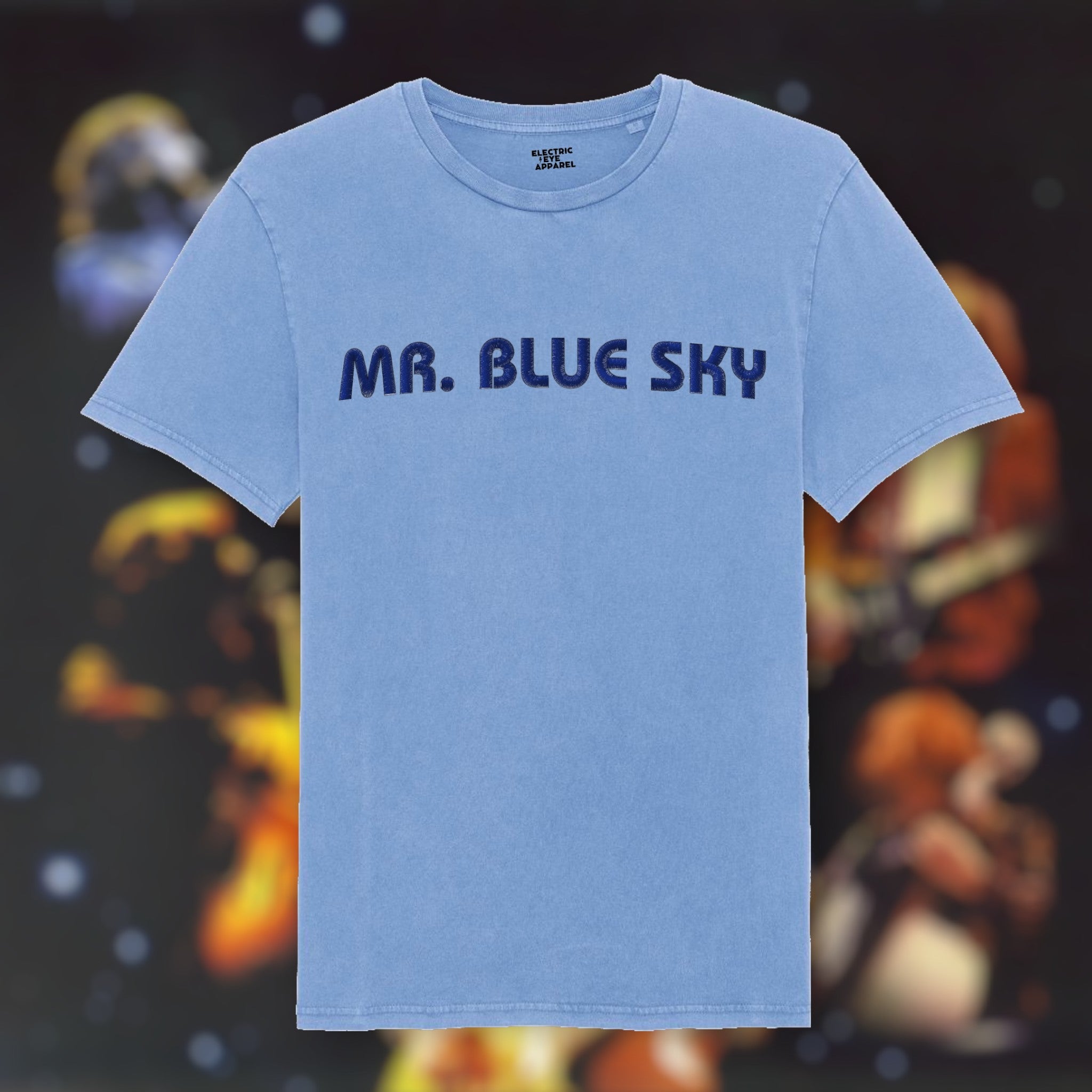 'MR BLUE SKY' embroidered premium organic vintage style unisex t-shirt - inspired by Electric Light Orchestra