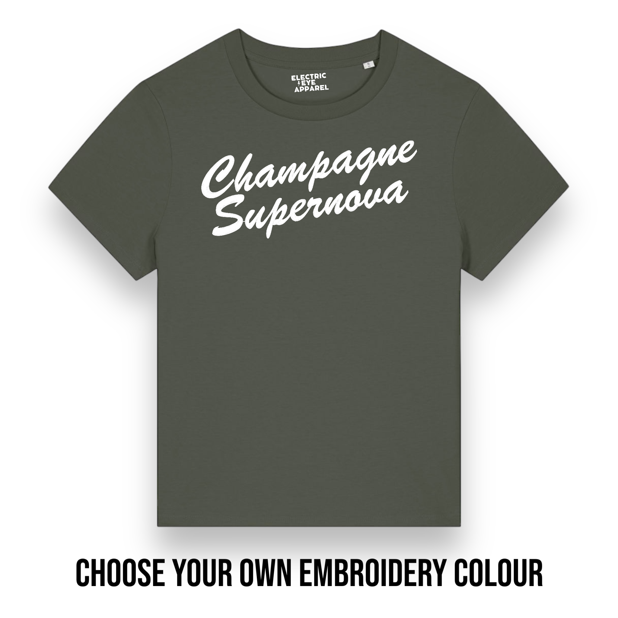 'CHAMPAGNE SUPERNOVA' embroidered premium organic iconic women's 'Muser' t-shirt - inspired by Oasis