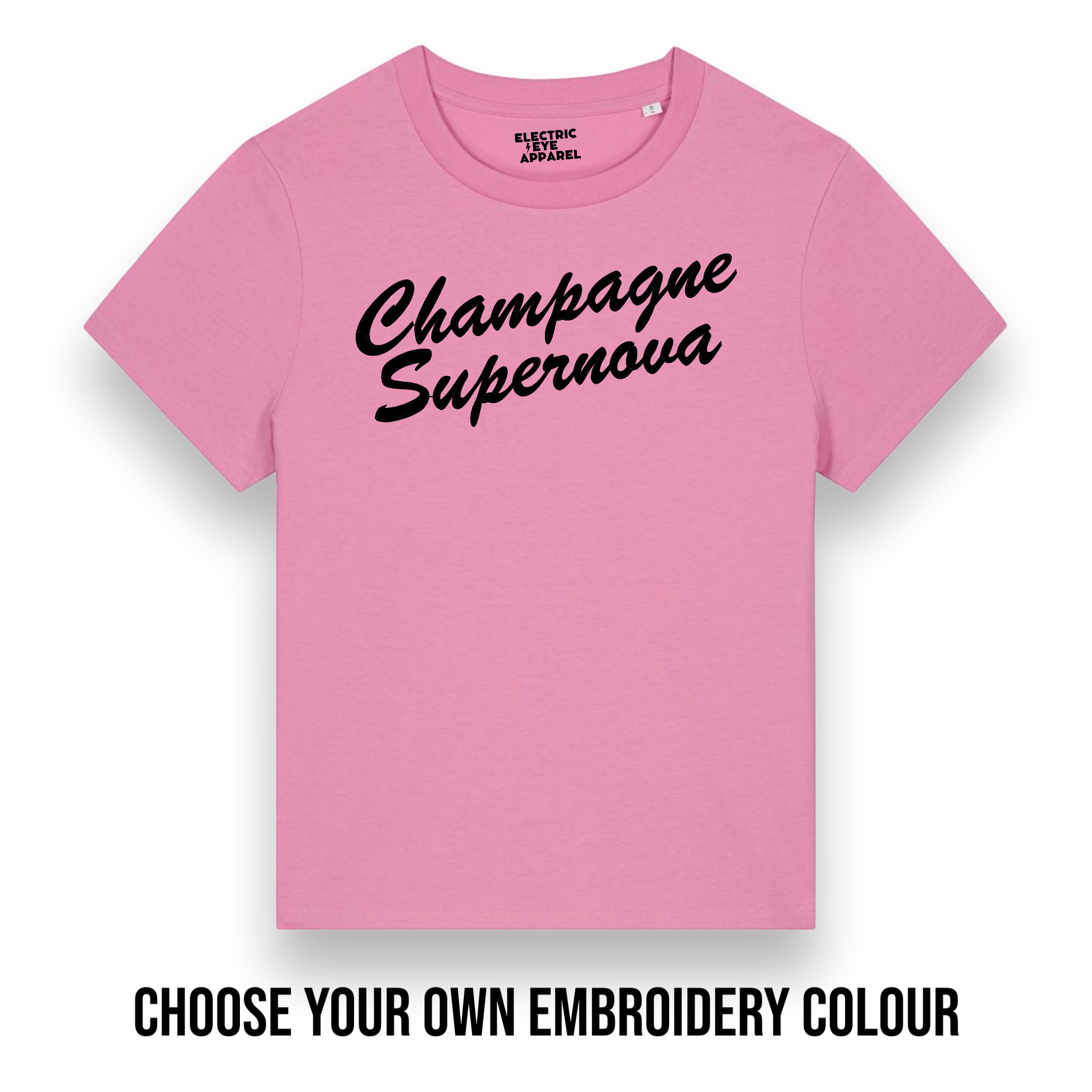 'CHAMPAGNE SUPERNOVA' embroidered premium organic iconic women's 'Muser' t-shirt - inspired by Oasis