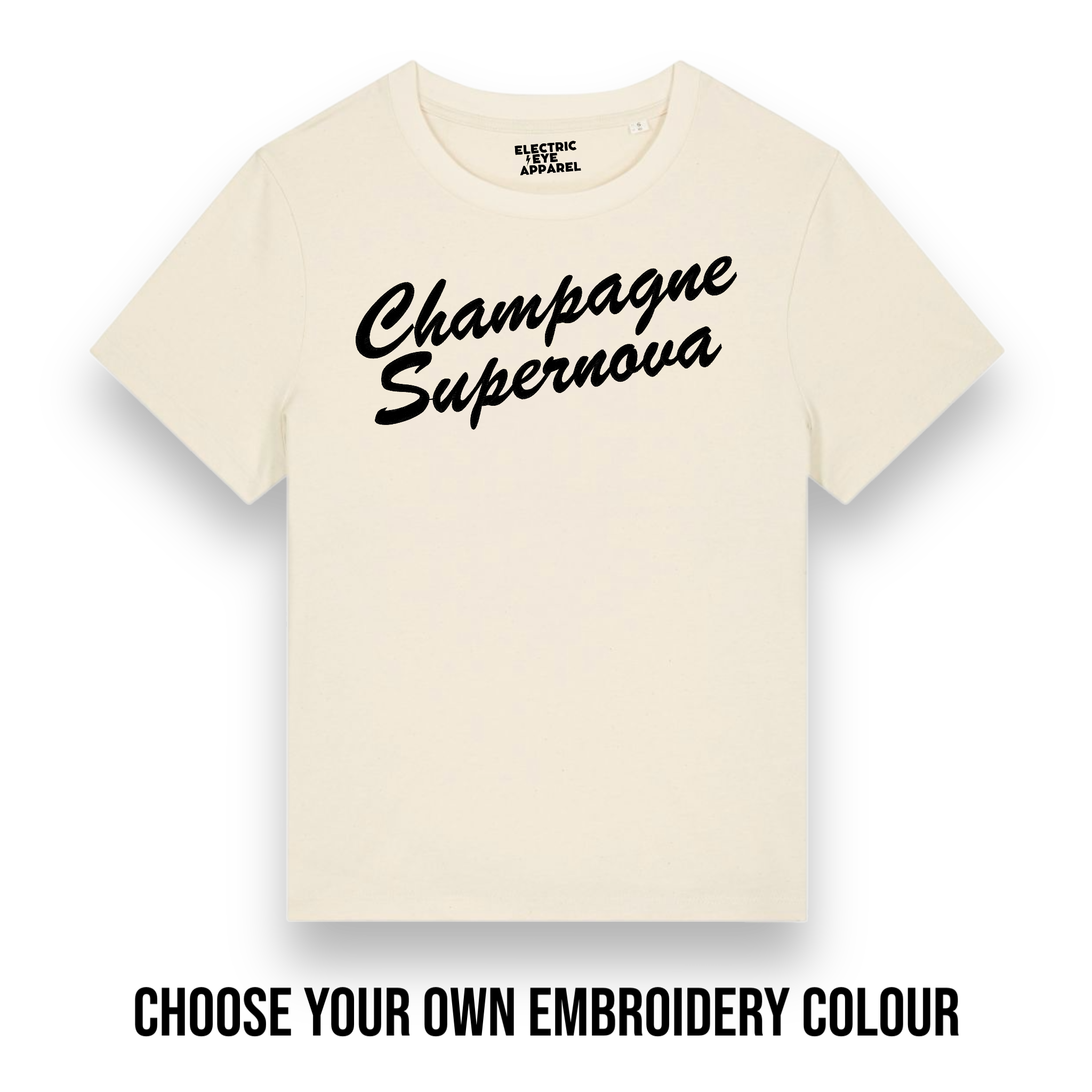 'CHAMPAGNE SUPERNOVA' embroidered premium organic iconic women's 'Muser' t-shirt - inspired by Oasis