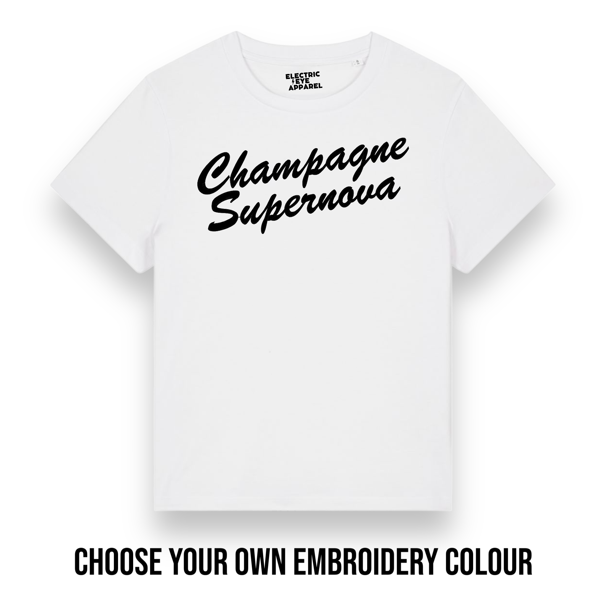 'CHAMPAGNE SUPERNOVA' embroidered premium organic iconic women's 'Muser' t-shirt - inspired by Oasis