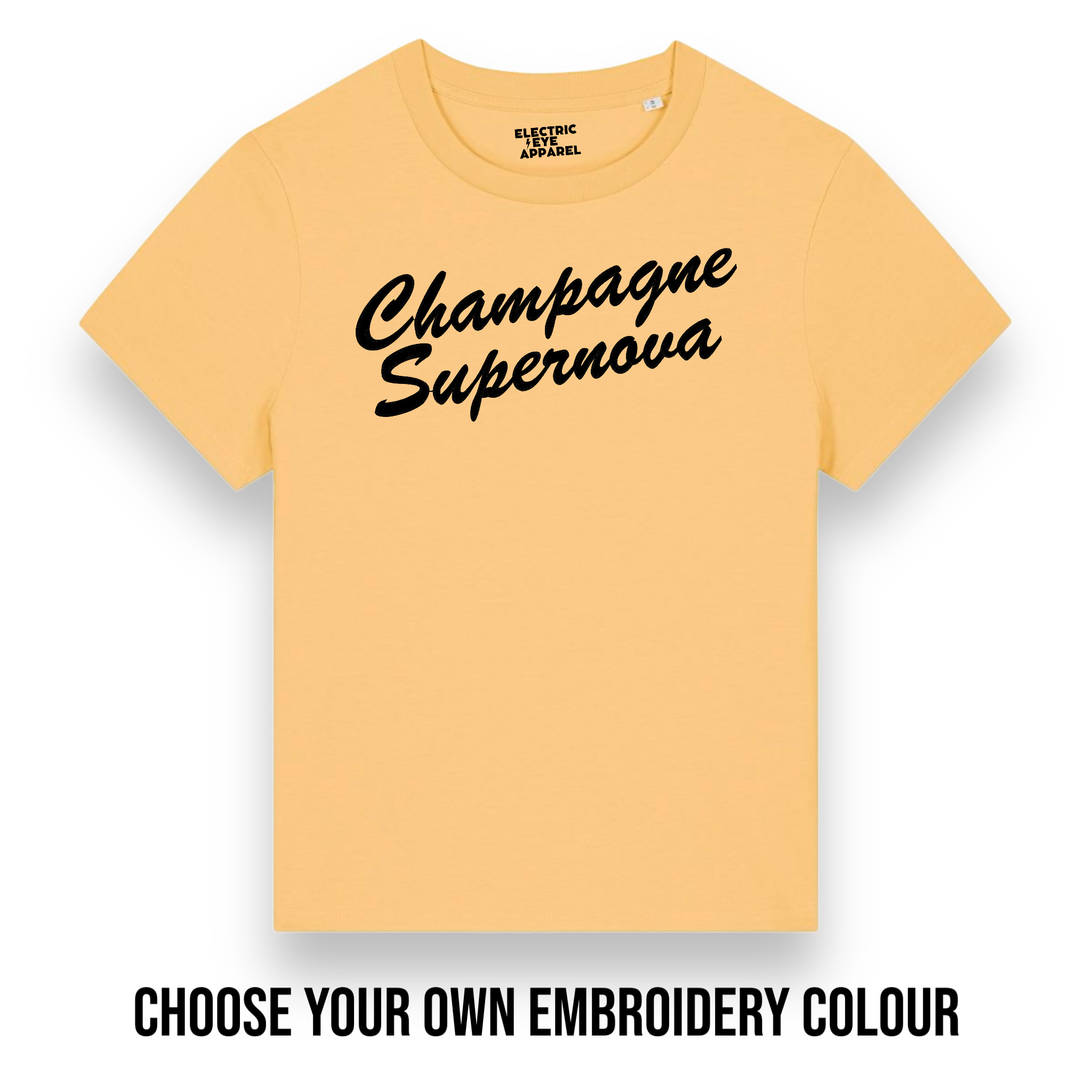 'CHAMPAGNE SUPERNOVA' embroidered premium organic iconic women's 'Muser' t-shirt - inspired by Oasis