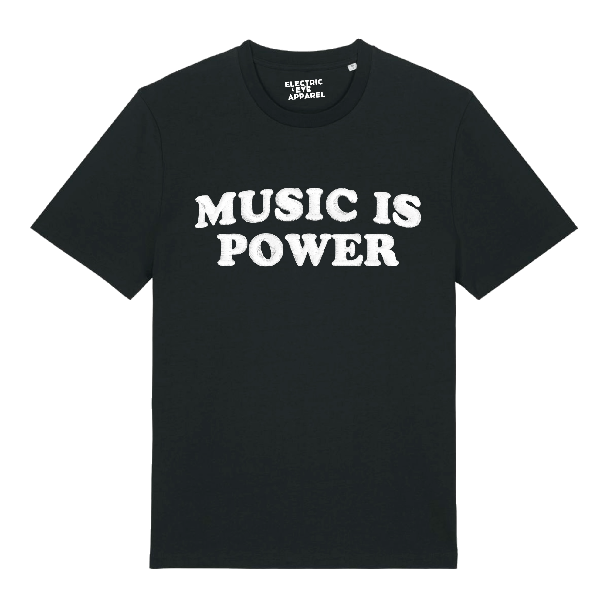 'MUSIC IS POWER' embroidered premium organic iconic unisex t-shirt