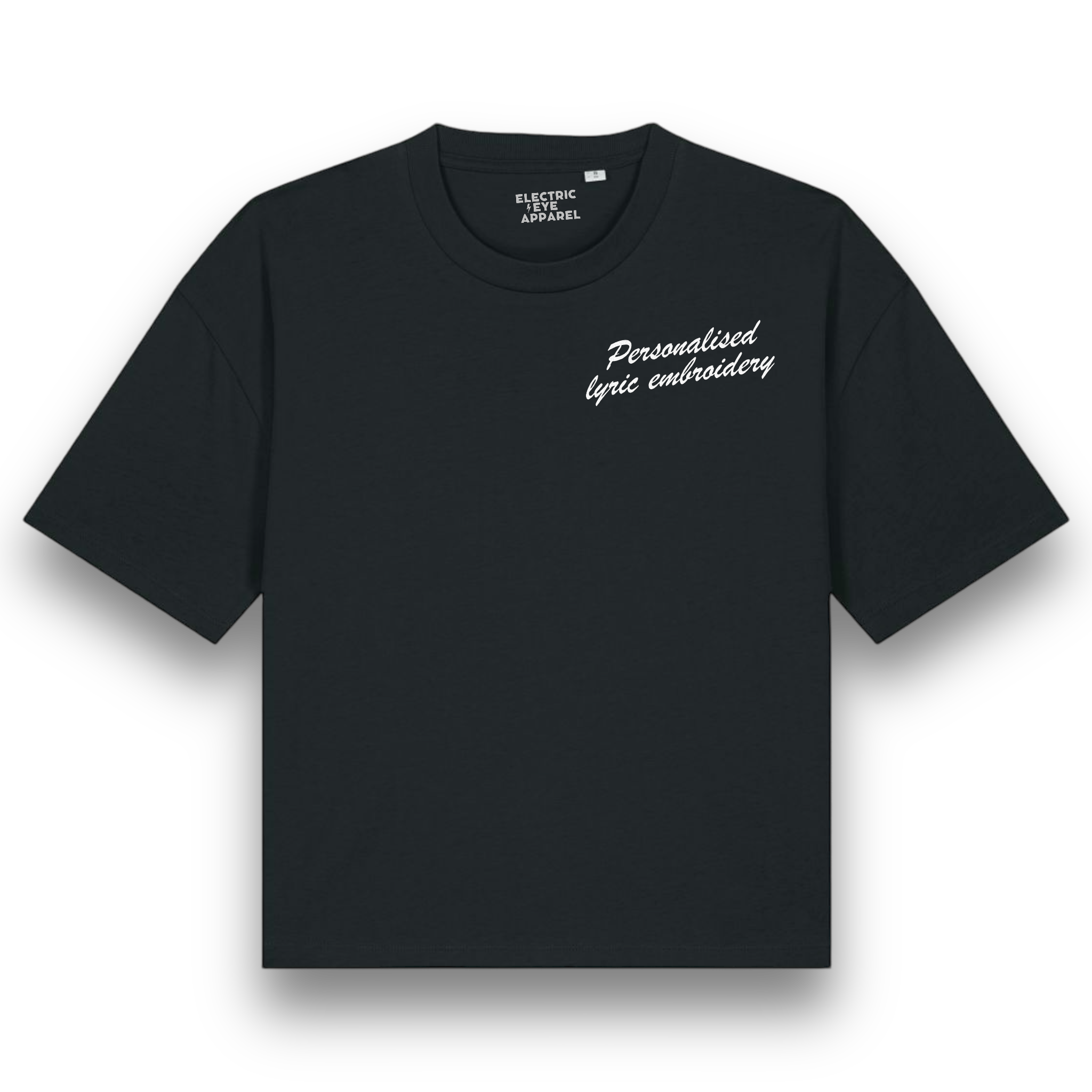 Personalised Lyric Left Chest Embroidered premium organic women's boxy 'Nova' t-shirt - choose your own lyrics, font and thread colour