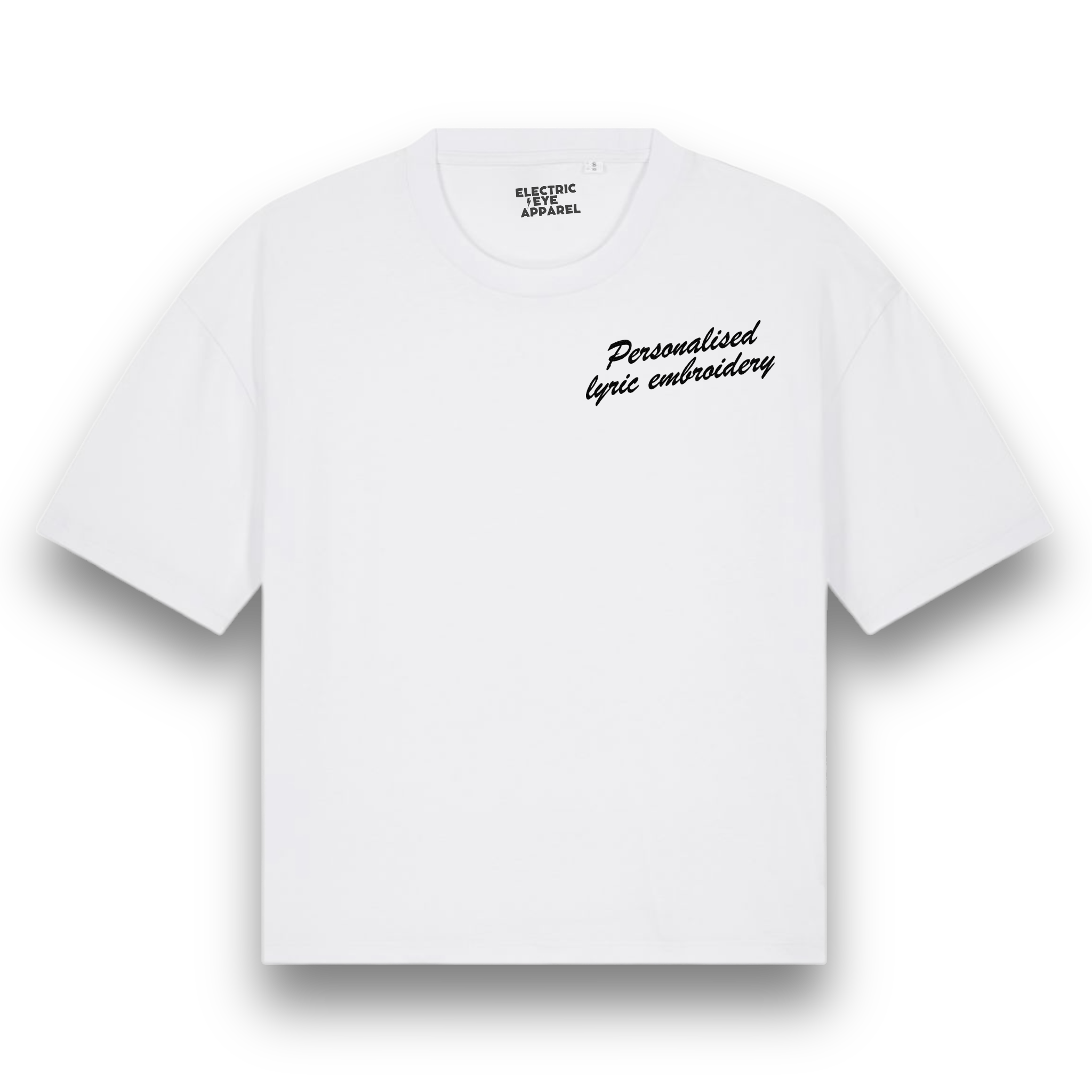 Personalised Lyric Left Chest Embroidered premium organic women's boxy 'Nova' t-shirt - choose your own lyrics, font and thread colour