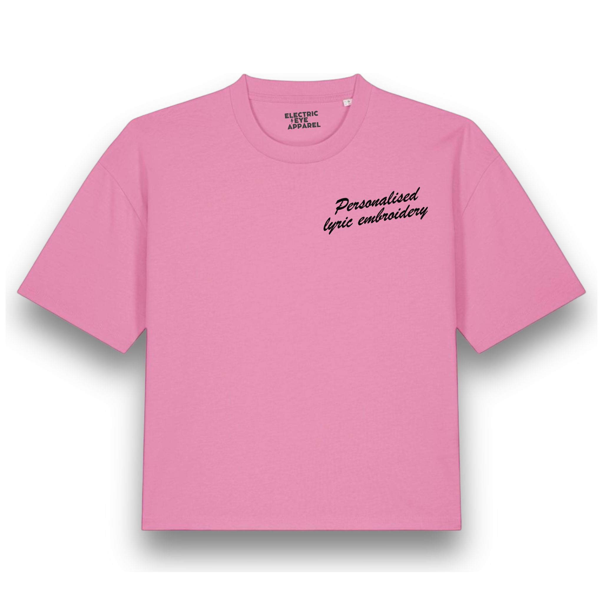 Personalised Lyric Left Chest Embroidered premium organic women's boxy 'Nova' t-shirt - choose your own lyrics, font and thread colour