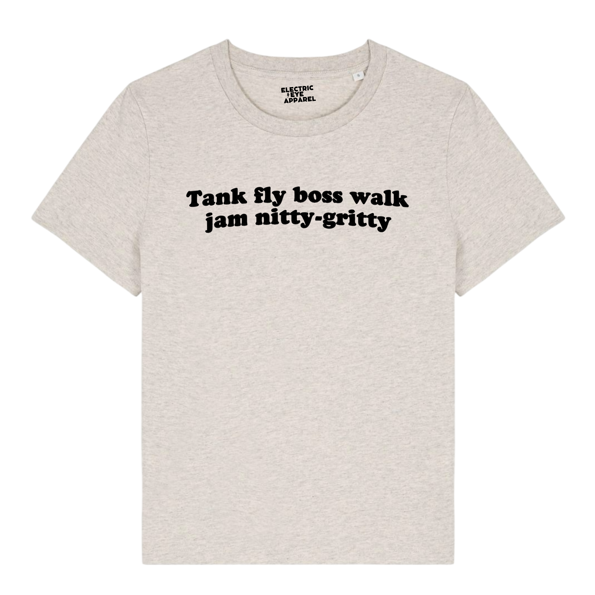 'TANK FLY BOSS WALK JAM NITTY-GRITTY' embroidered organic women's 'muser' t-shirt - inspired by Beats International