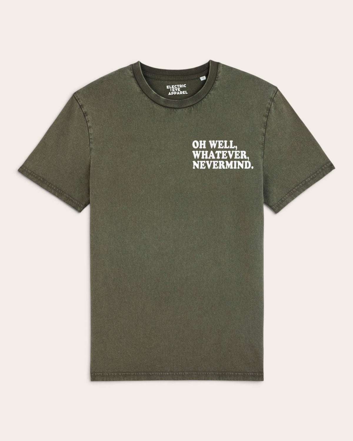 Men's 'OH WELL, WHATEVER, NEVERMIND.' embroidered premium organic vintage aged t-shirt - inspired by Nirvana
