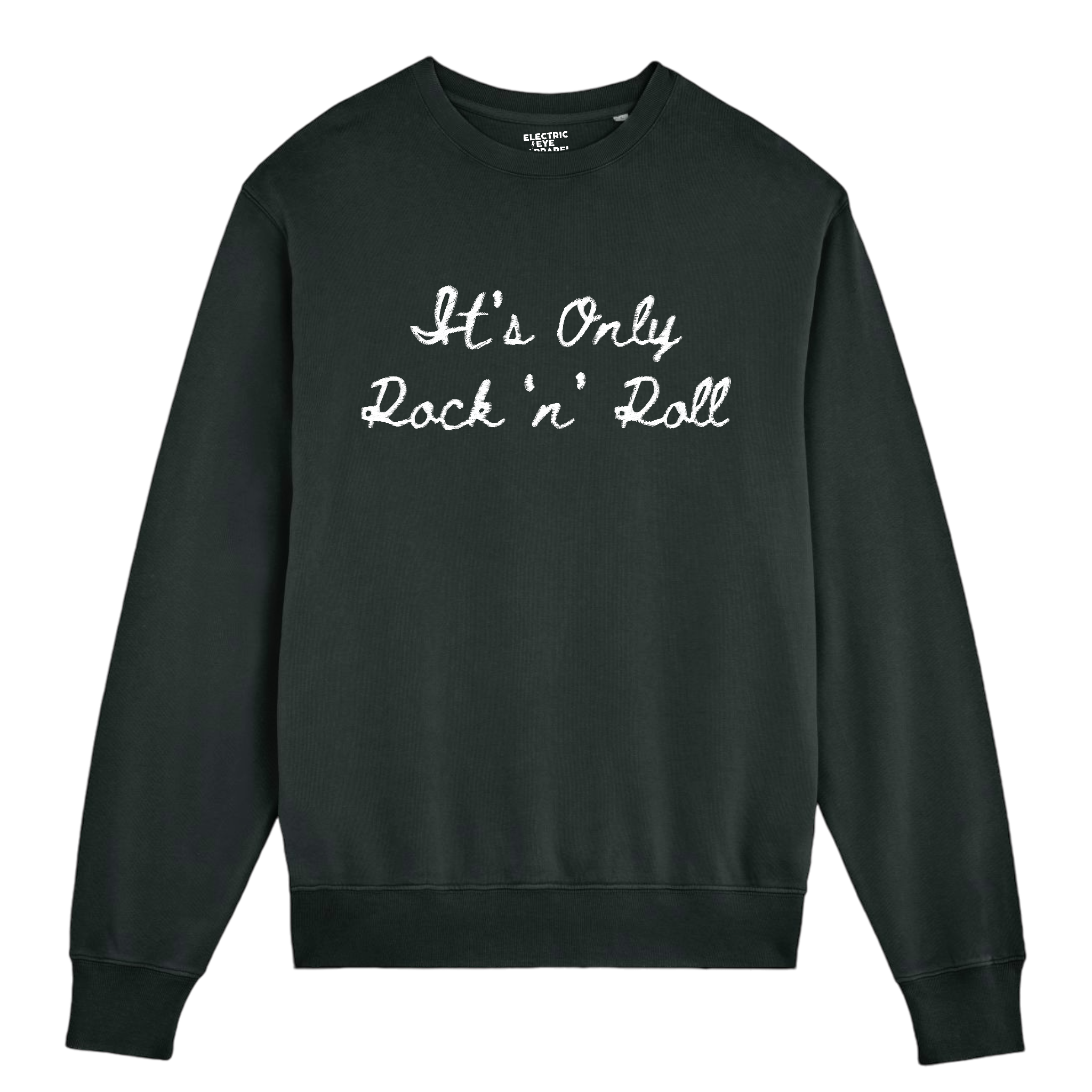 'IT'S ONLY ROCK 'N' ROLL' embroidered organic unisex 'matcher' vintage sweatshirt - inspired by The Rolling Stones