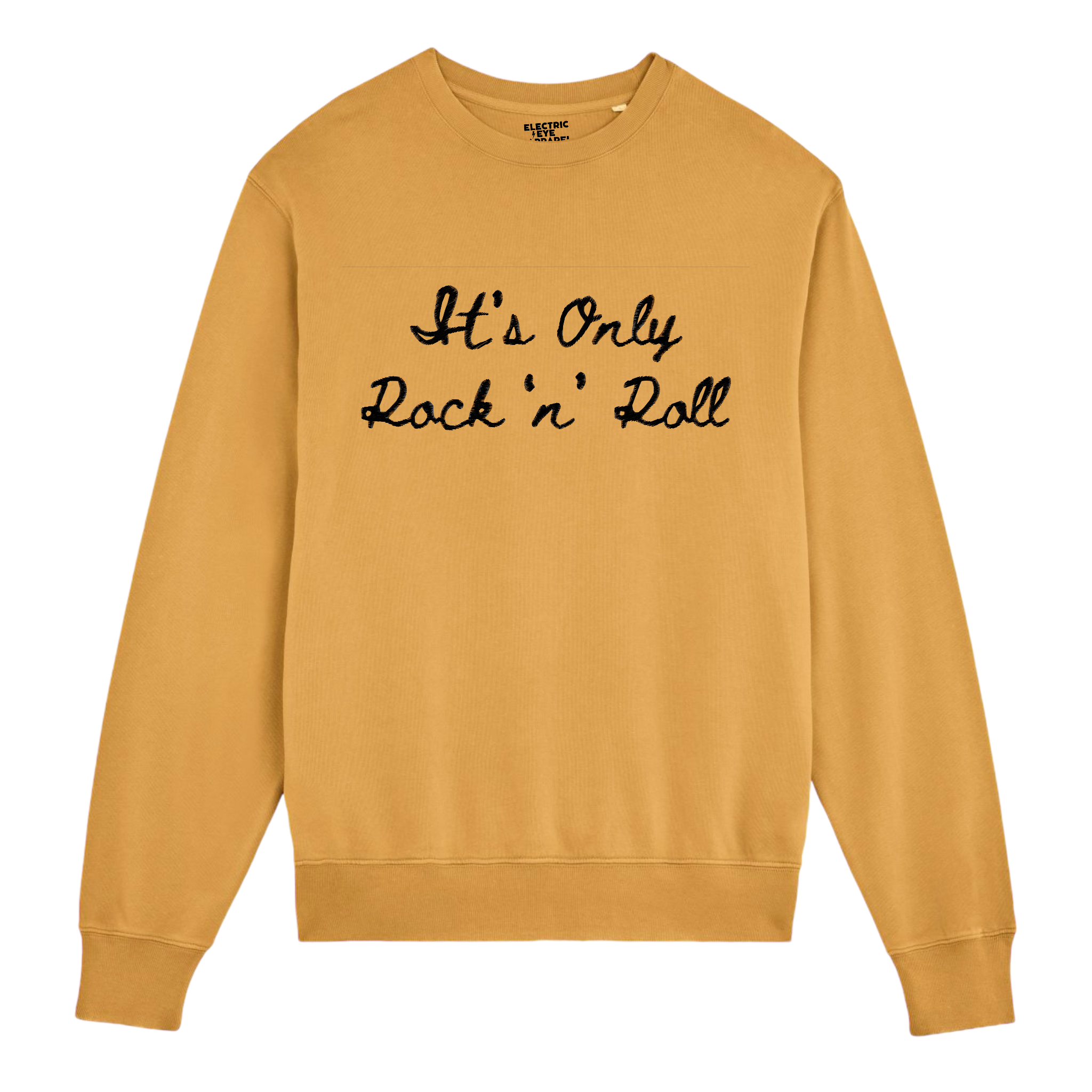 'IT'S ONLY ROCK 'N' ROLL' embroidered organic unisex 'matcher' vintage sweatshirt - inspired by The Rolling Stones