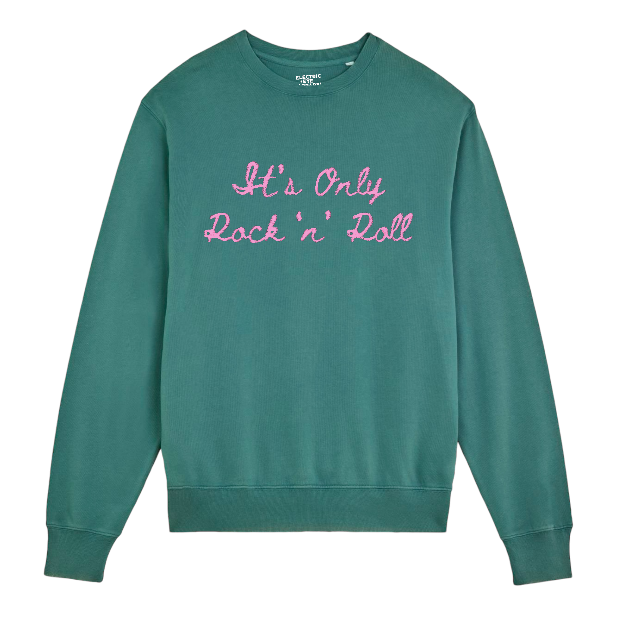 'IT'S ONLY ROCK 'N' ROLL' embroidered organic unisex 'matcher' vintage sweatshirt - inspired by The Rolling Stones