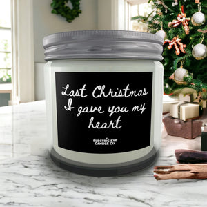 'Last Christmas I Gave You My Heart' Lyric Inspired Natural Soy Wax Candle Set in Jar (2 Sizes)