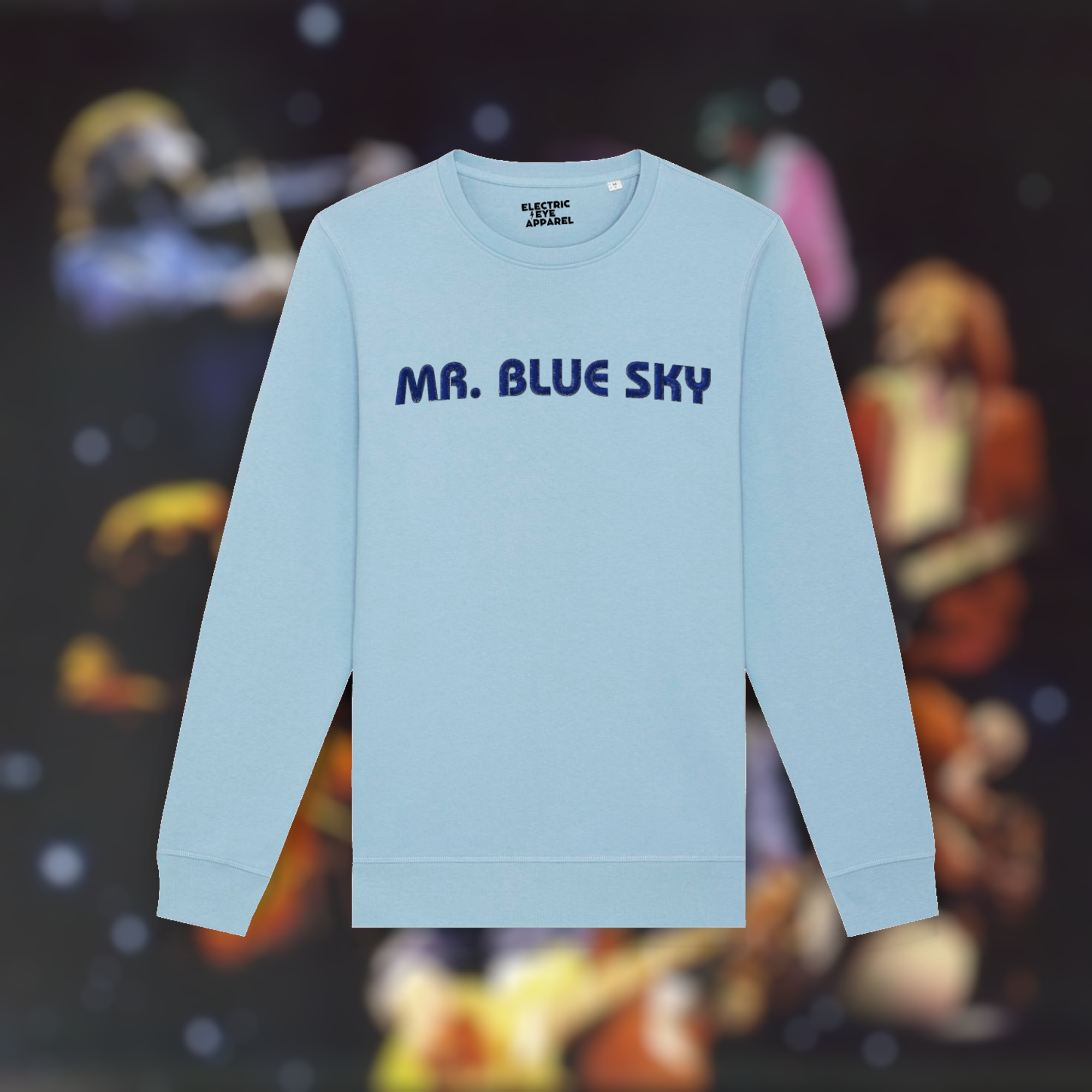 'MR. BLUE SKY' embroidered premium organic cotton sweatshirt - inspired by Electric Light Orchestra