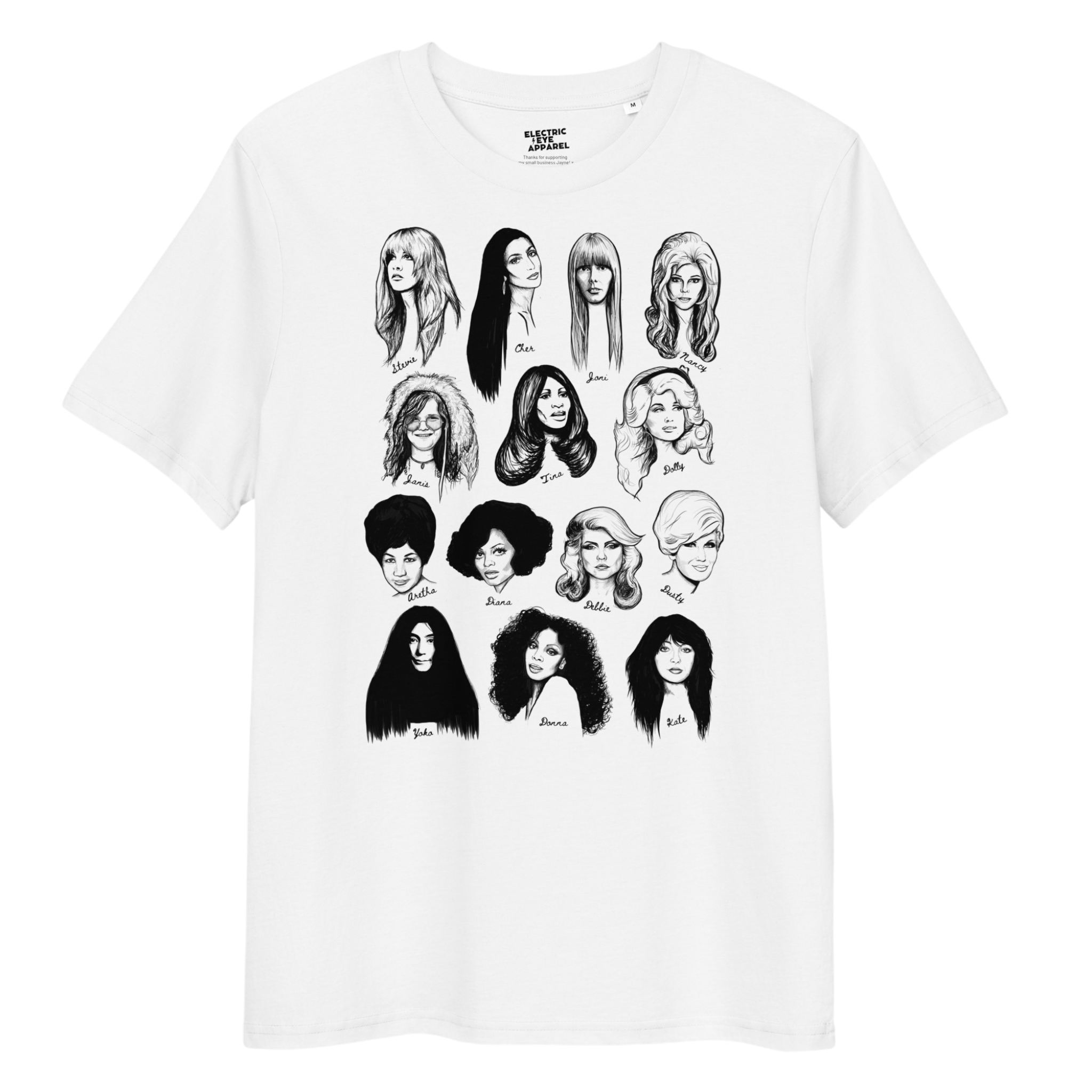 'WOMEN IN MUSIC' Limited Edition Mono Line Art Original Illustration Printed Unisex organic cotton t-shirt