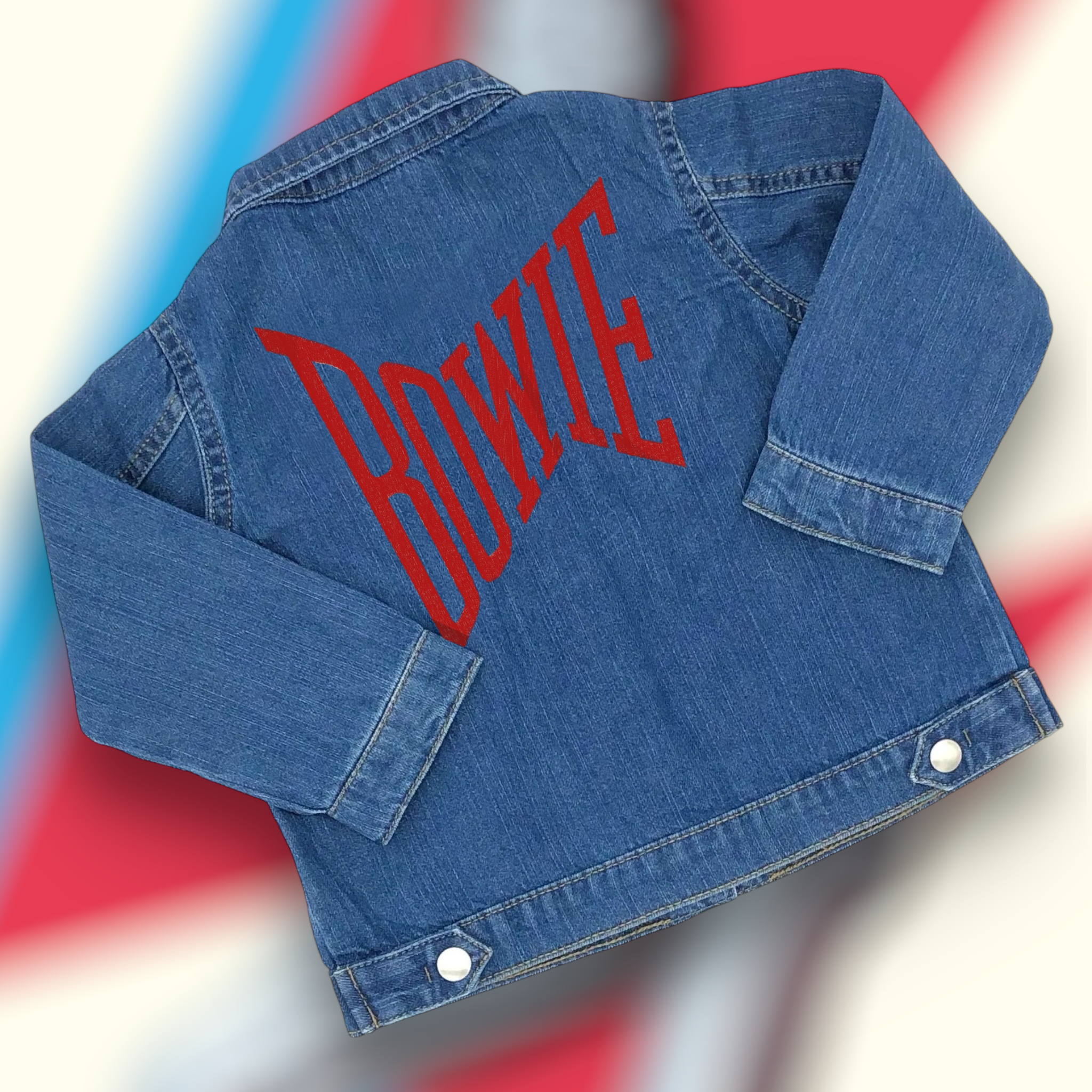 'BOWIE' embroidered 100% organic cotton 'Baby Rocks' denim jacket