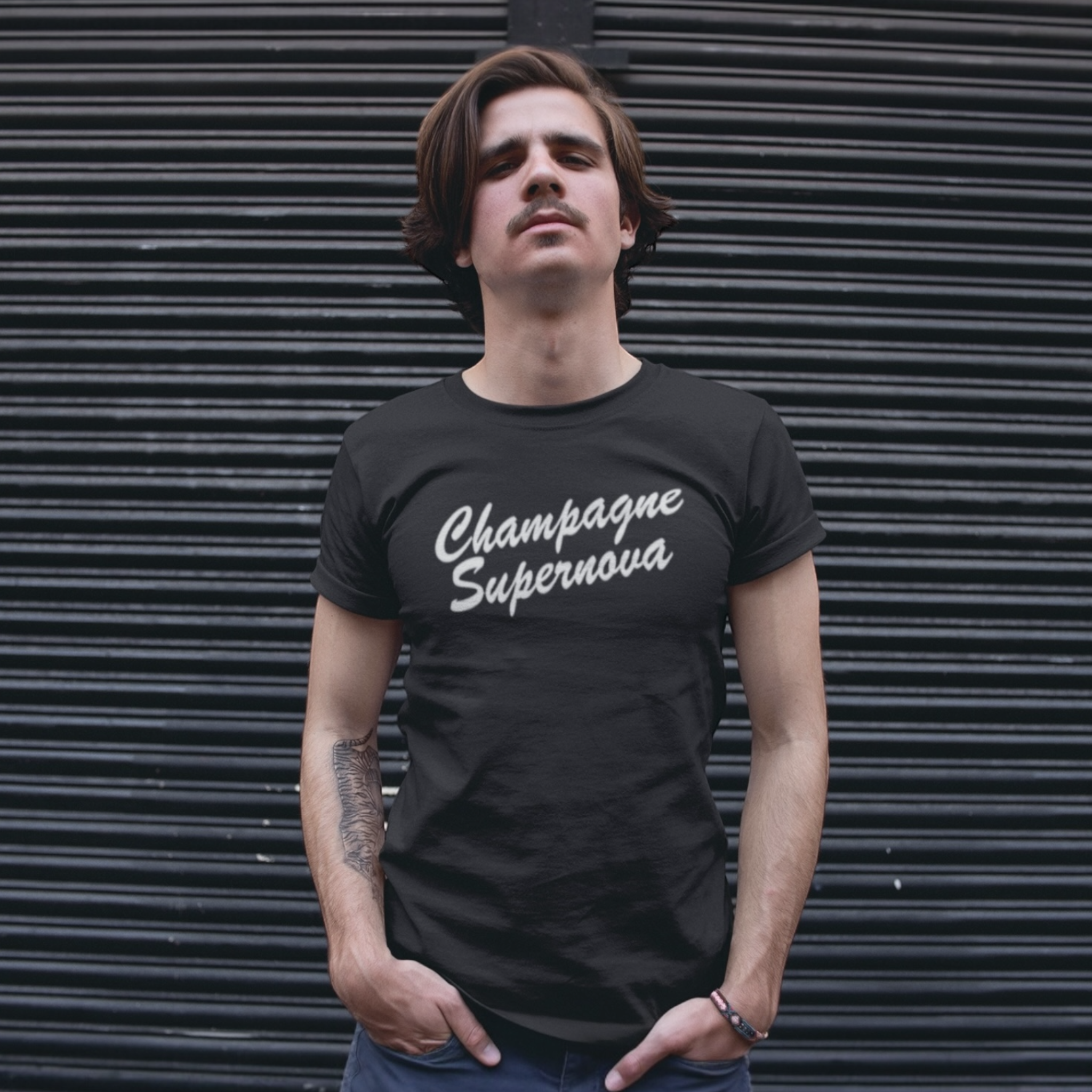 'CHAMPAGNE SUPERNOVA' embroidered premium organic iconic men's 'Creator 2.0' t-shirt - inspired by Oasis