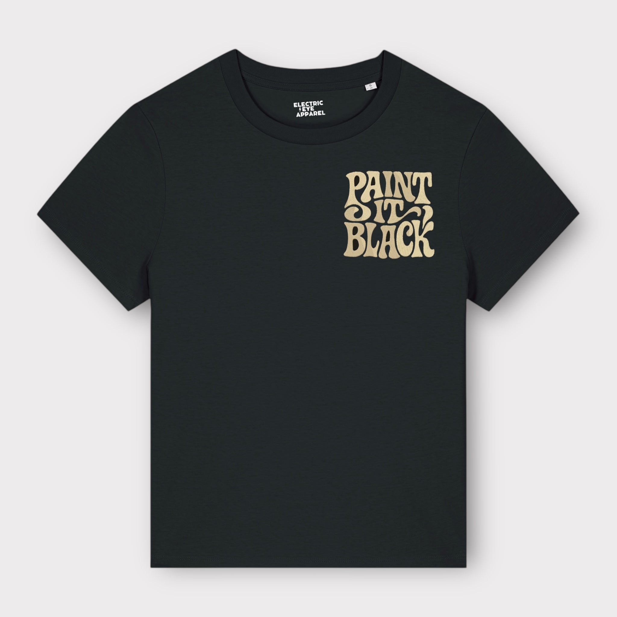 70s style 'PAINT IT BLACK' women's left chest embroidered premium organic medium fit 'Muser' t-shirt - inspired by The Rolling Stones