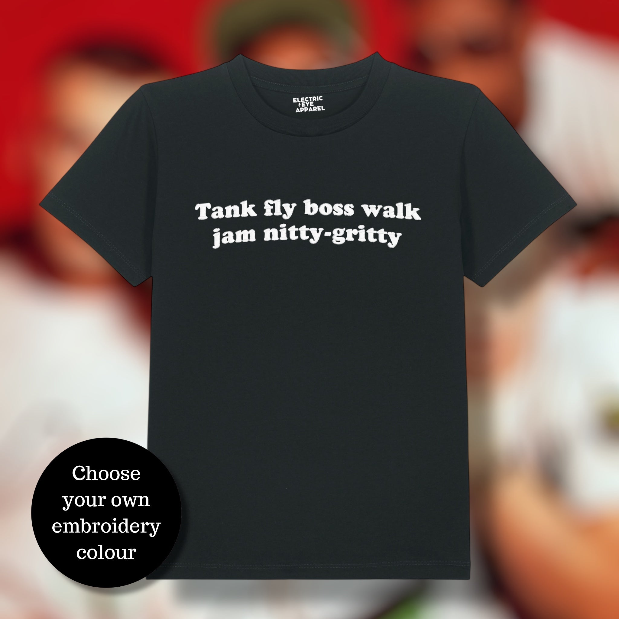 Kids 'TANK FLY BOSS WALK JAM NITTY-GRITTY' embroidered organic cotton 'Mini Creator' t-shirt - inspired by Beats International